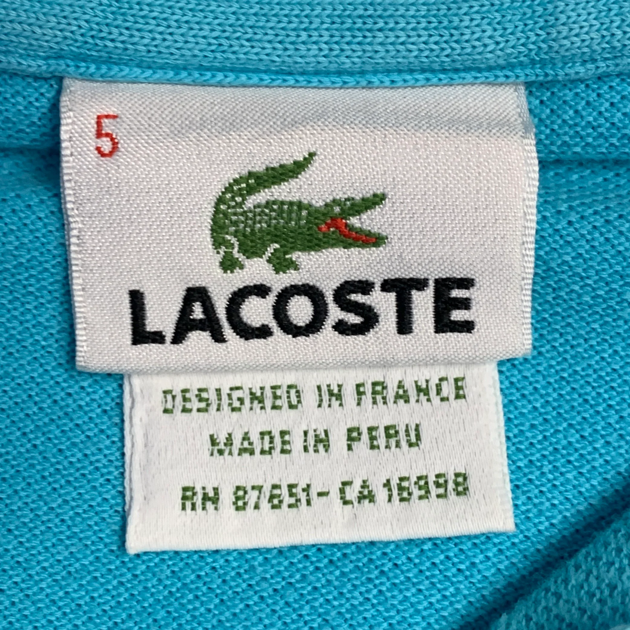 LACOSTE Size L Blue Aqua Cotton Logo Patch Polo - Image 6