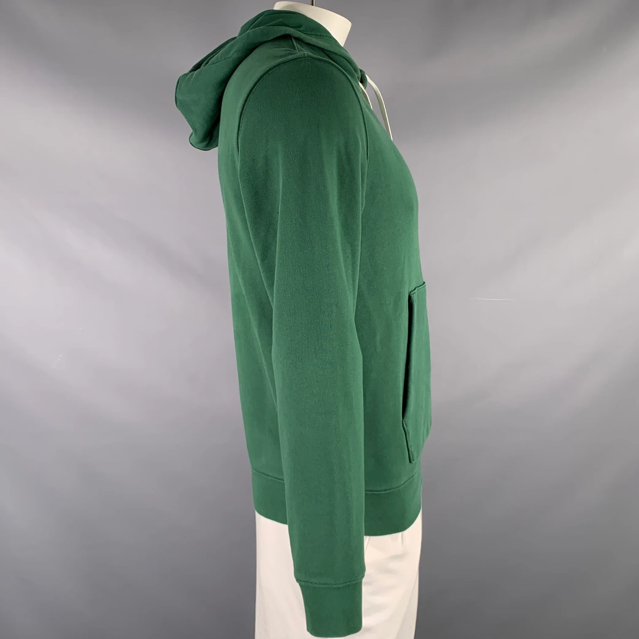 LACOSTE Size L Green Logo Cotton Hooded Sweatshirt - Image 3