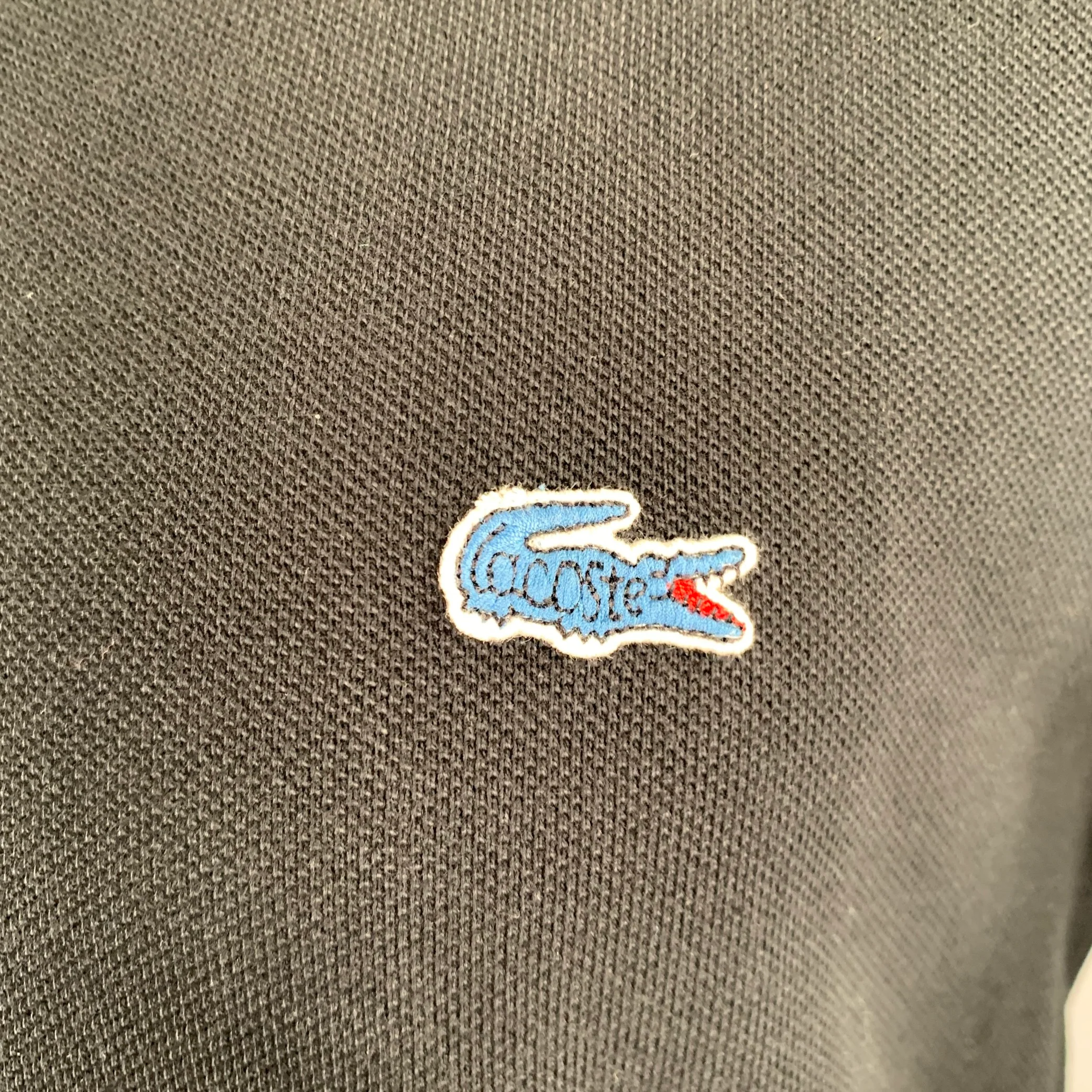 LACOSTE Size M Black Cotton Half Placket Polo - Image 2