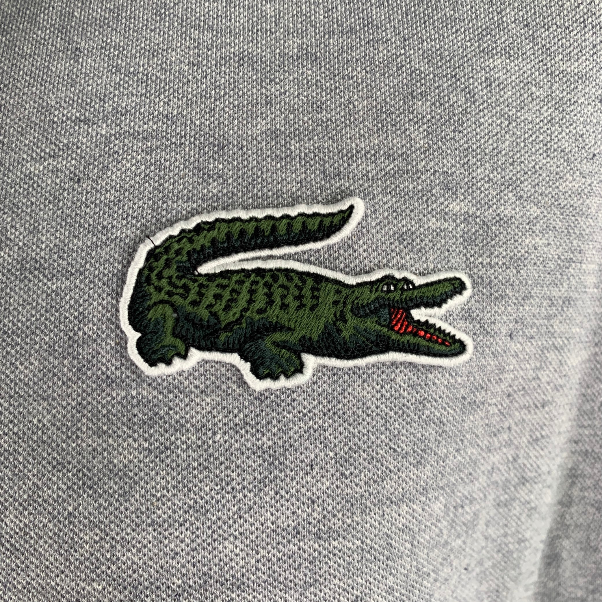 LACOSTE Size M Grey Cotton Loose Fit Large Patch Polo - Image 2