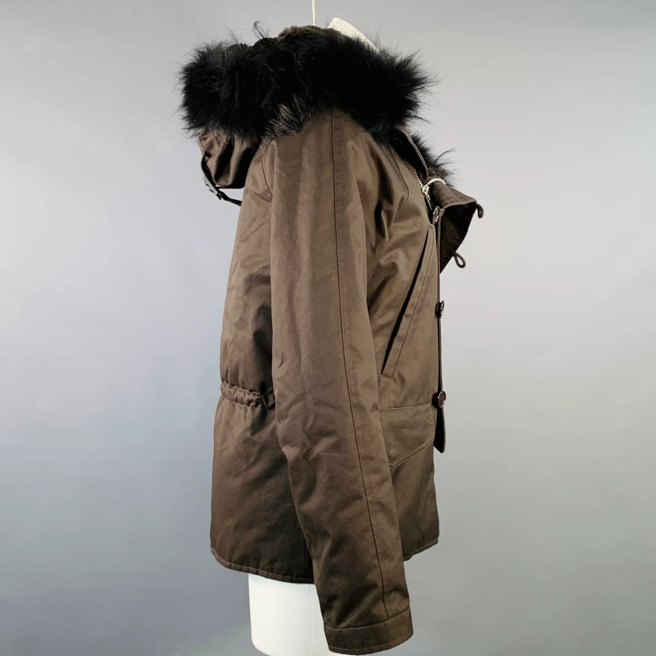 LAD MUSICIAN Size M Brown Black Cotton Fur Collar Zip Buttons Jacket - Image 3