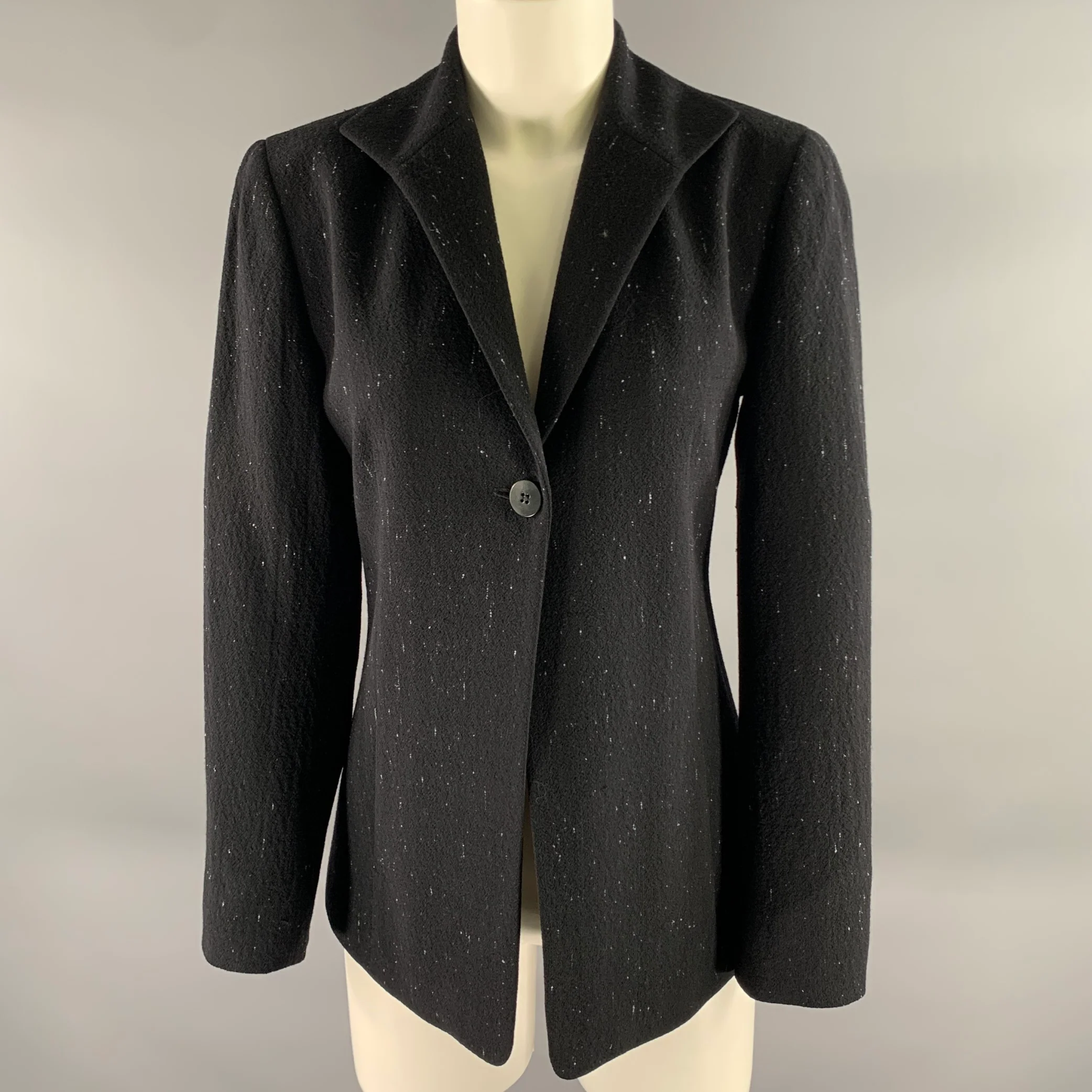 LAFAYETTE 148 Size 2 Black Blue Wool Blend Blazer