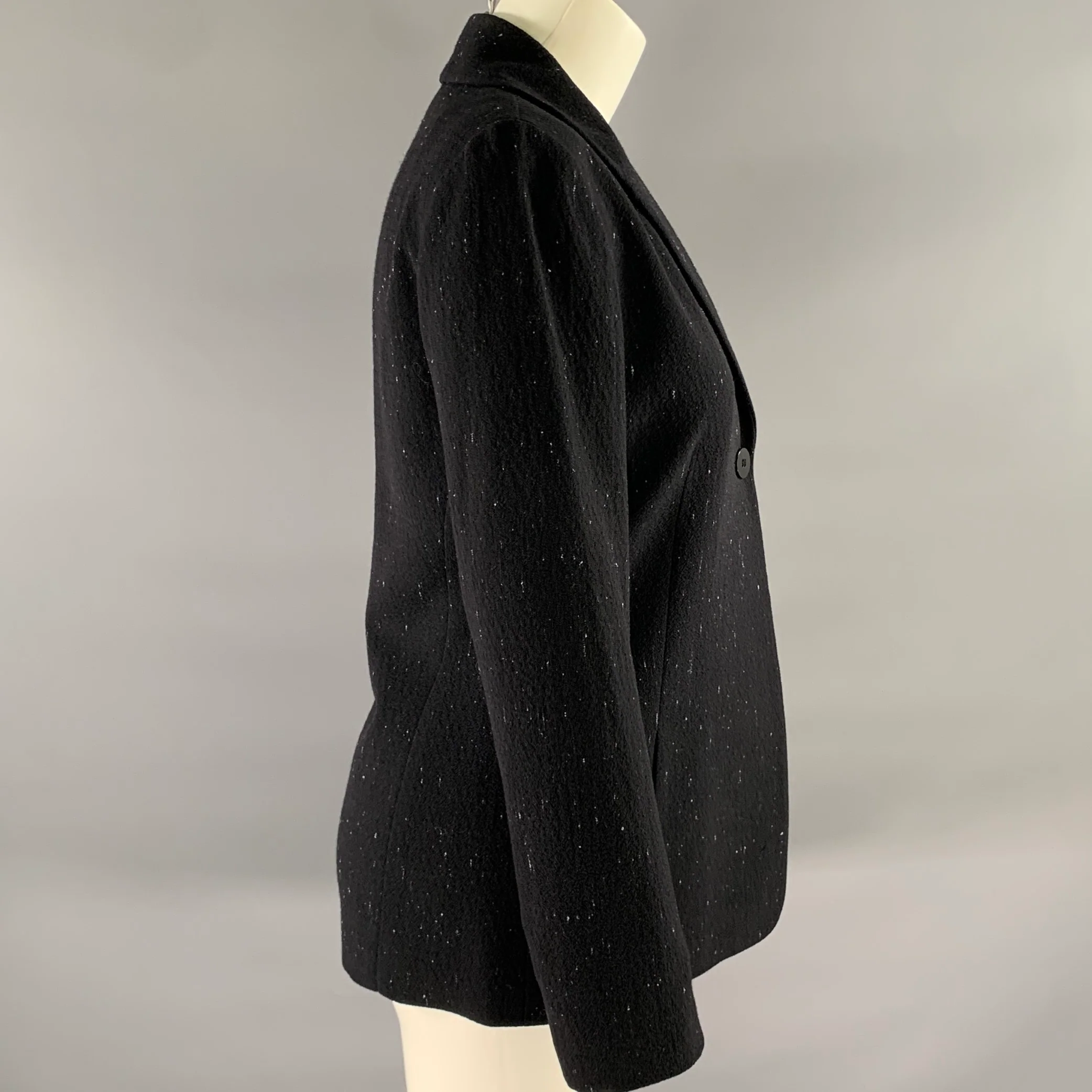 LAFAYETTE 148 Size 2 Black Blue Wool Blend Blazer - Image 3