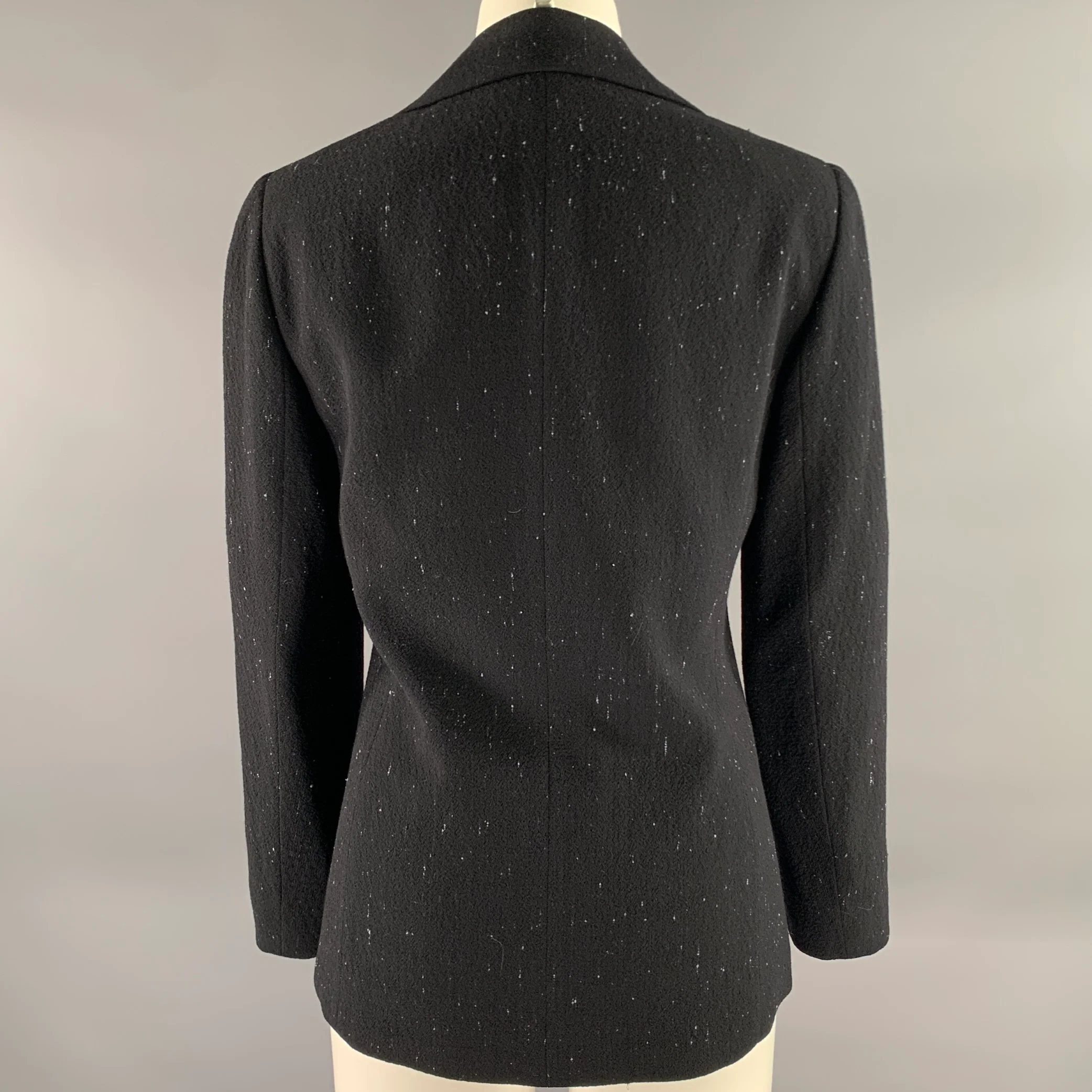 LAFAYETTE 148 Size 2 Black Blue Wool Blend Blazer - Image 4
