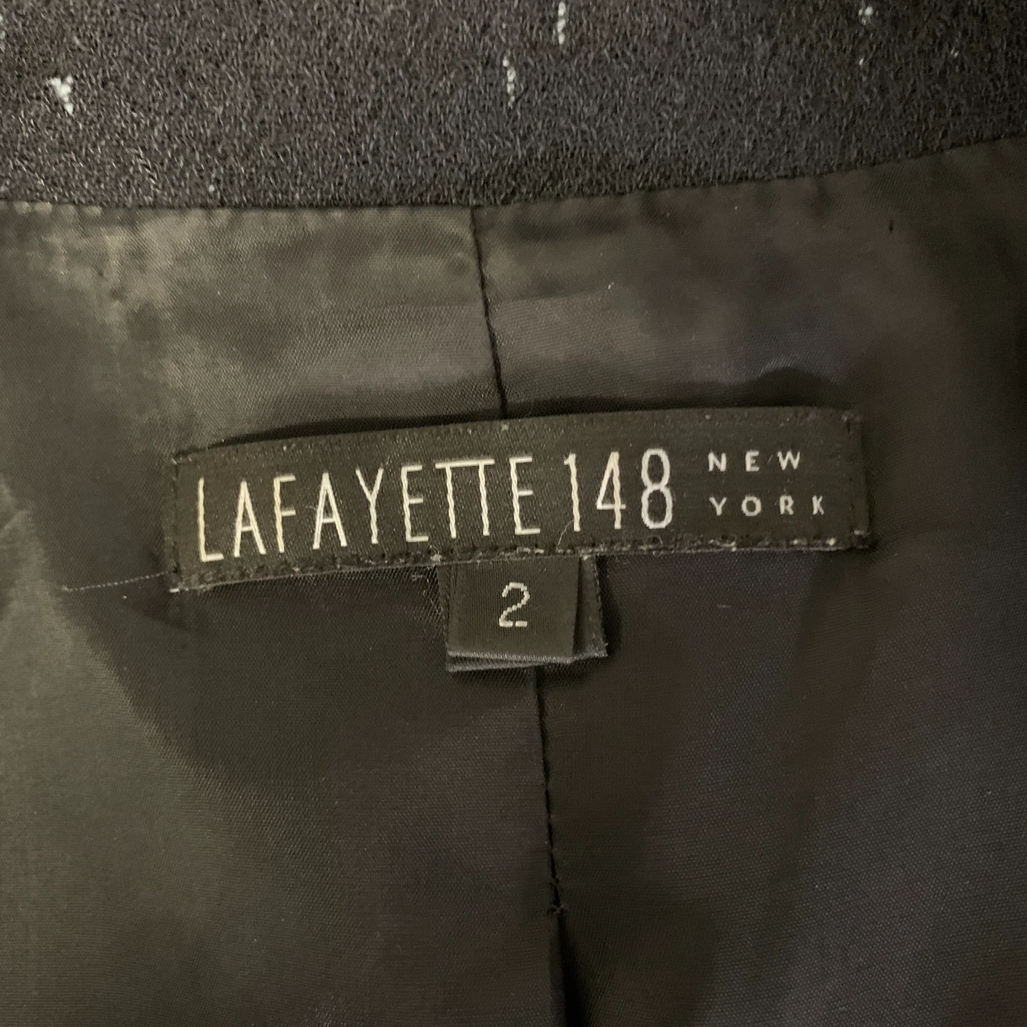 LAFAYETTE 148 Size 2 Black Blue Wool Blend Blazer - Image 6