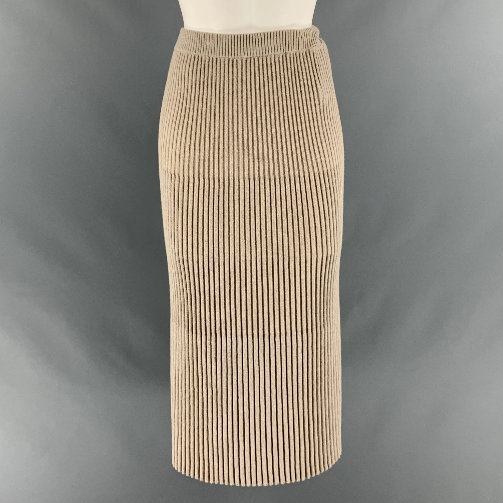 LAFAYETTE 148 Size S Grey Wool Cashmere Ribbed Pencil Skirt