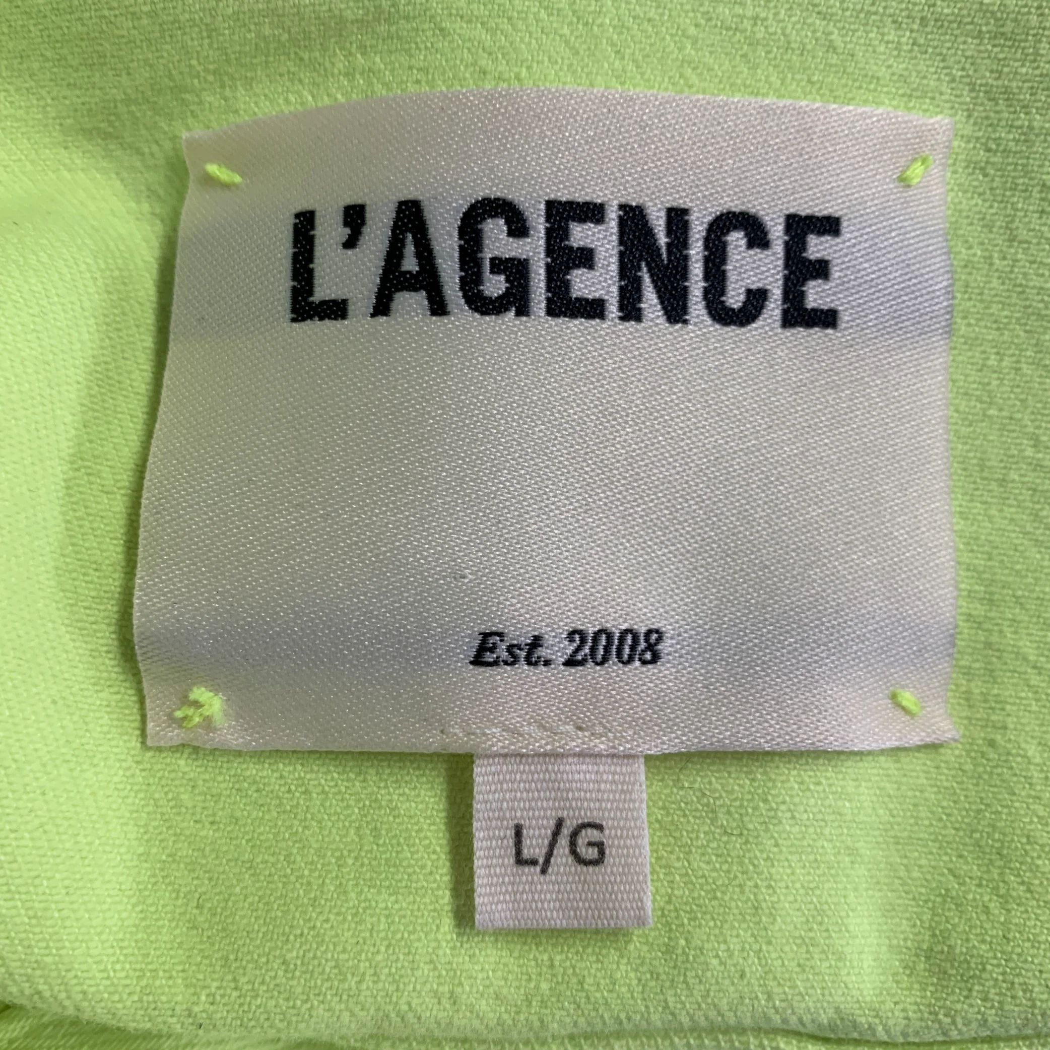 L'AGENCE Size L Yellow Neon Cotton Blend Twill Raw Edge Jacket - Image 5