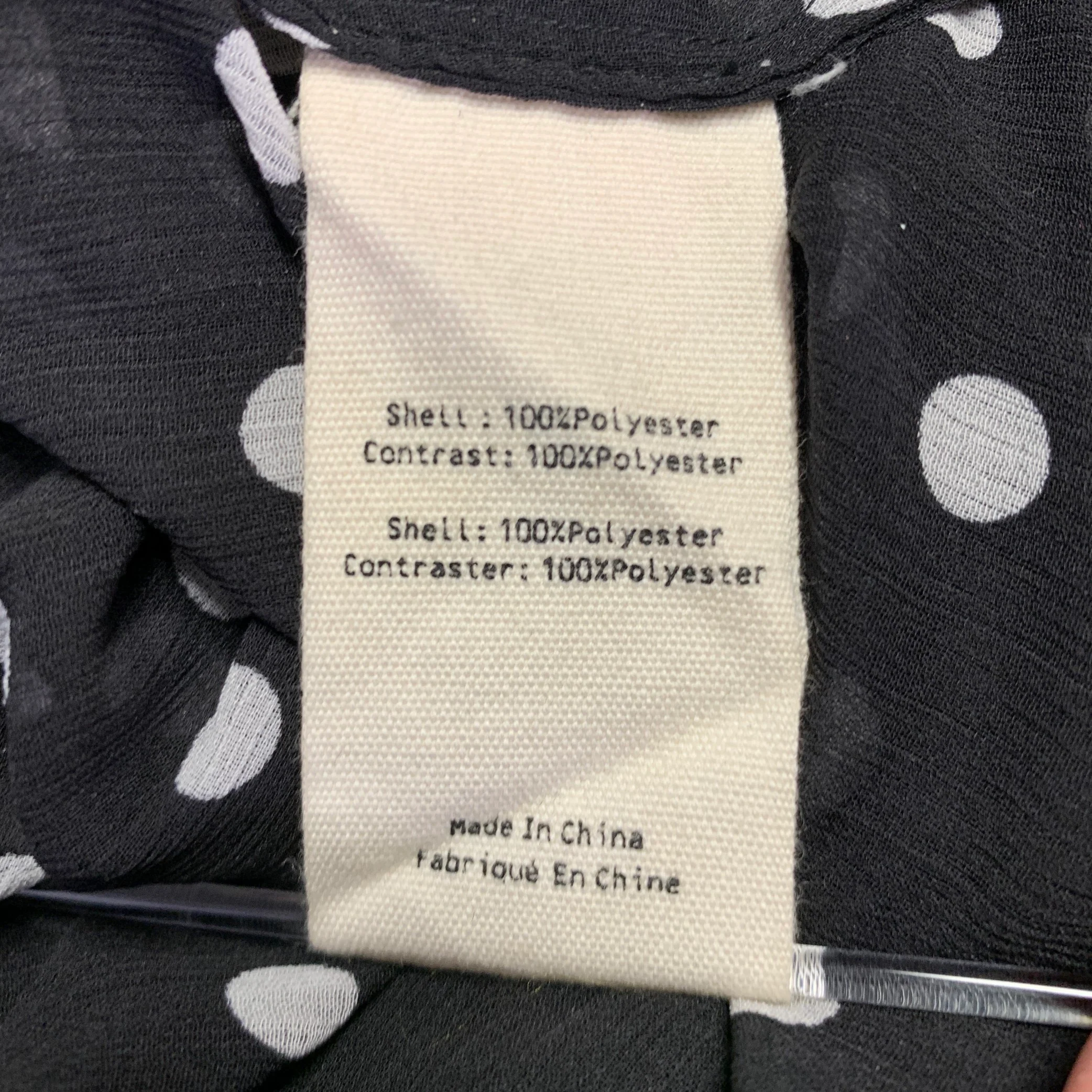 L'AGENCE Size XL Black White Polyester Polka Dot Open Collar Shirt - Image 6