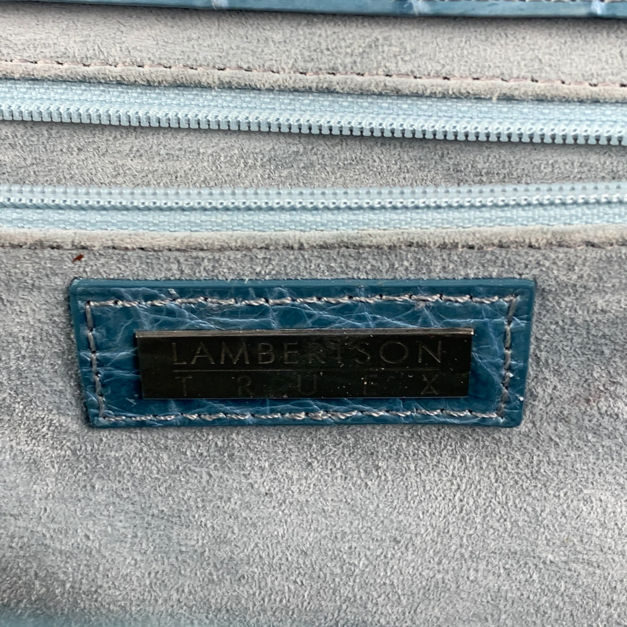 LAMBERTSON TRUEX Blue Alligator Leather Top Handles Handbag - Image 9