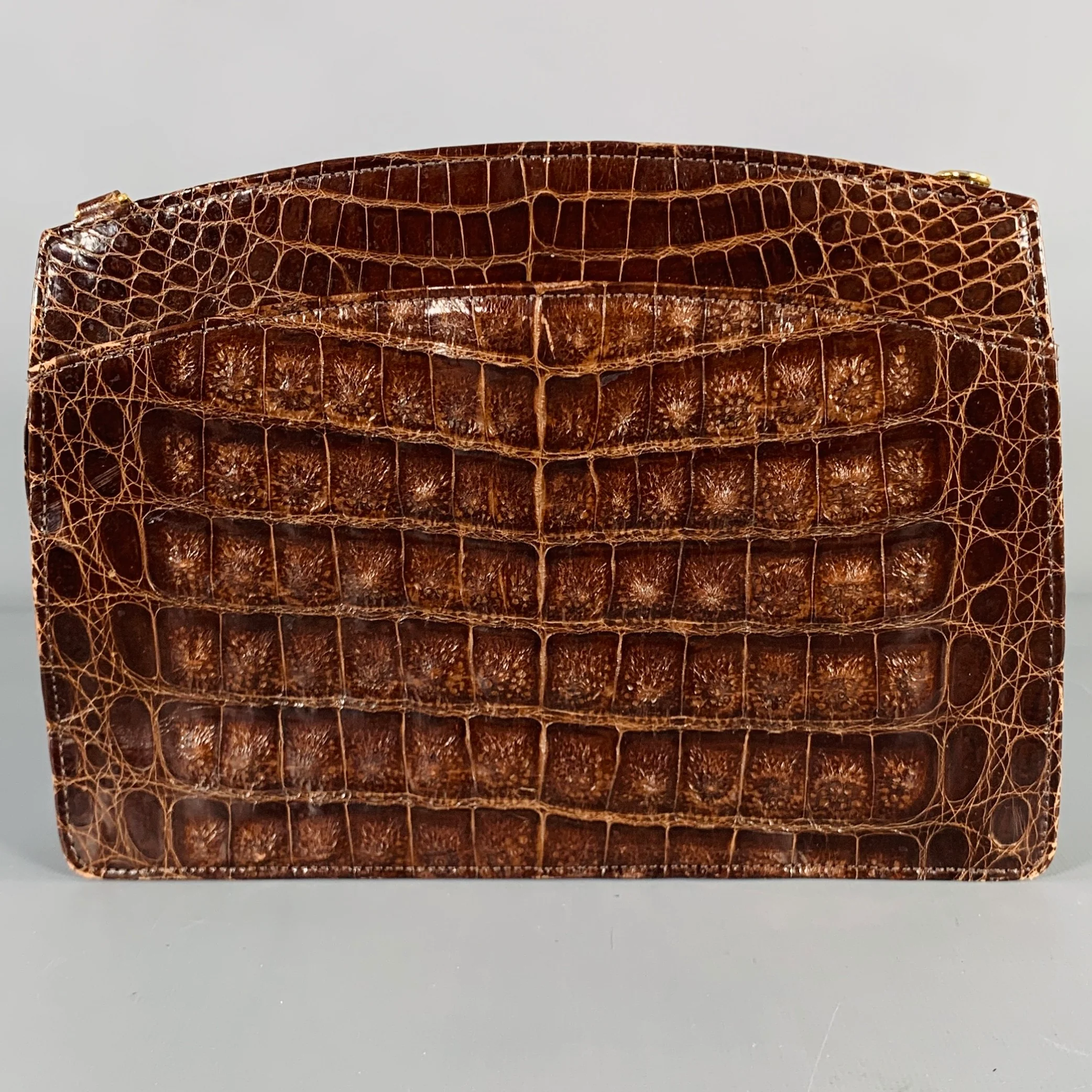 LANA MARKS Brown Alligator Textured Clutch - Image 3