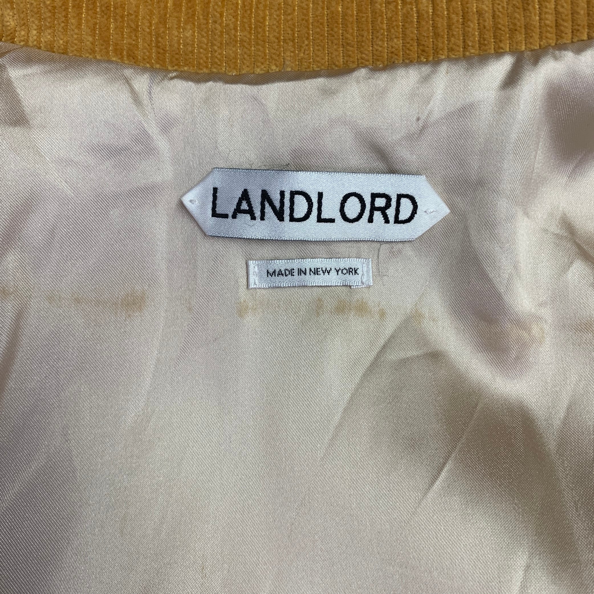 LANDLORD Size L Mustard Yellow Corduroy Cotton Shawl Collar Oversized Zip Up Jacket - Image 4