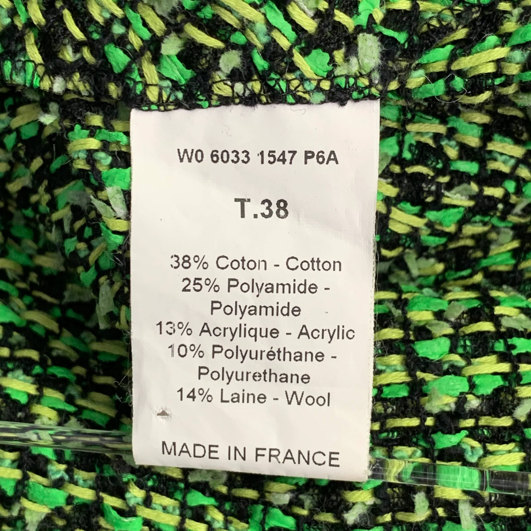 LANVIN 2012 Size 4 Green Black Cotton Blend Boucle Short Sleeve Skirt Set - Image 7