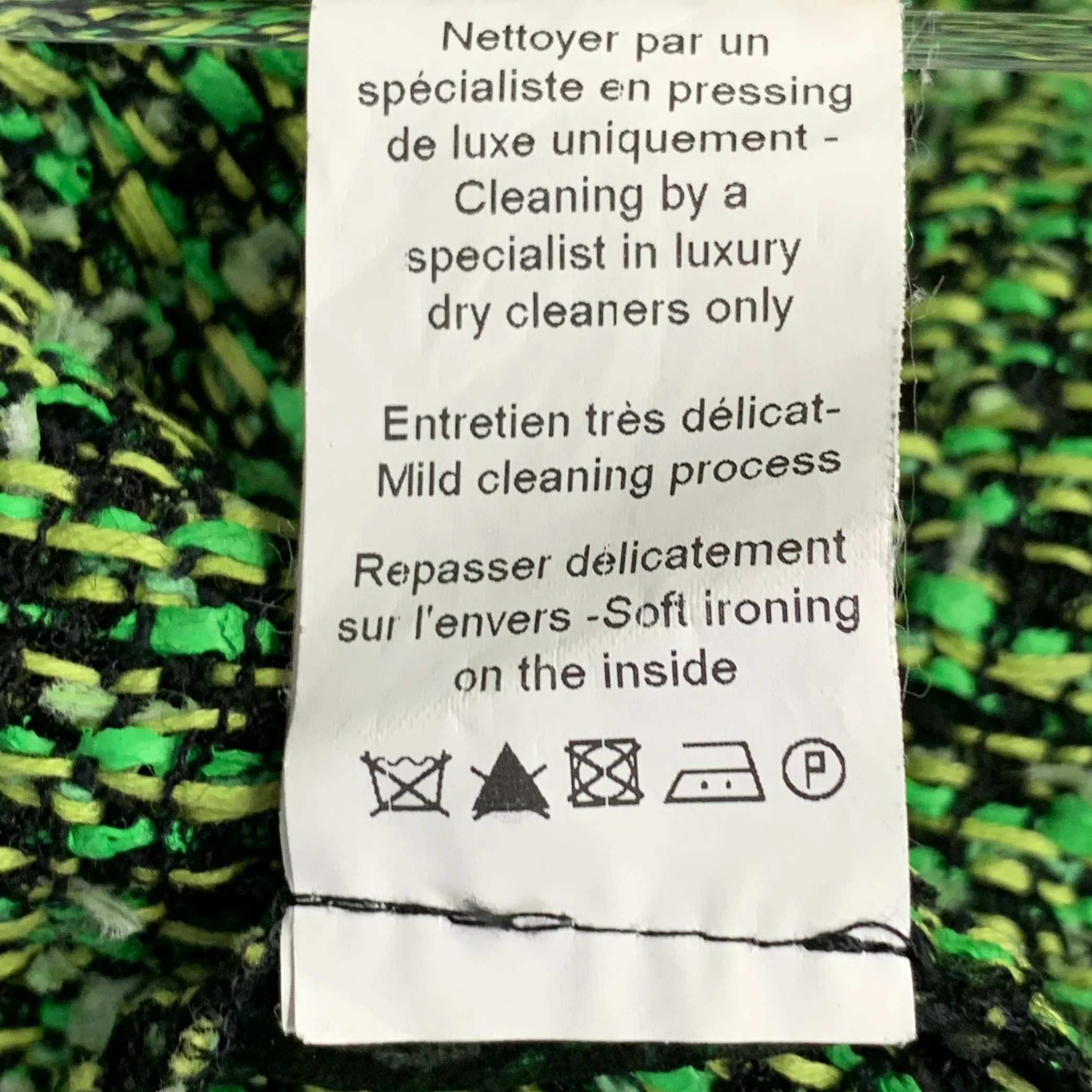 LANVIN 2012 Size 4 Green Black Cotton Blend Boucle Short Sleeve Skirt Set - Image 8