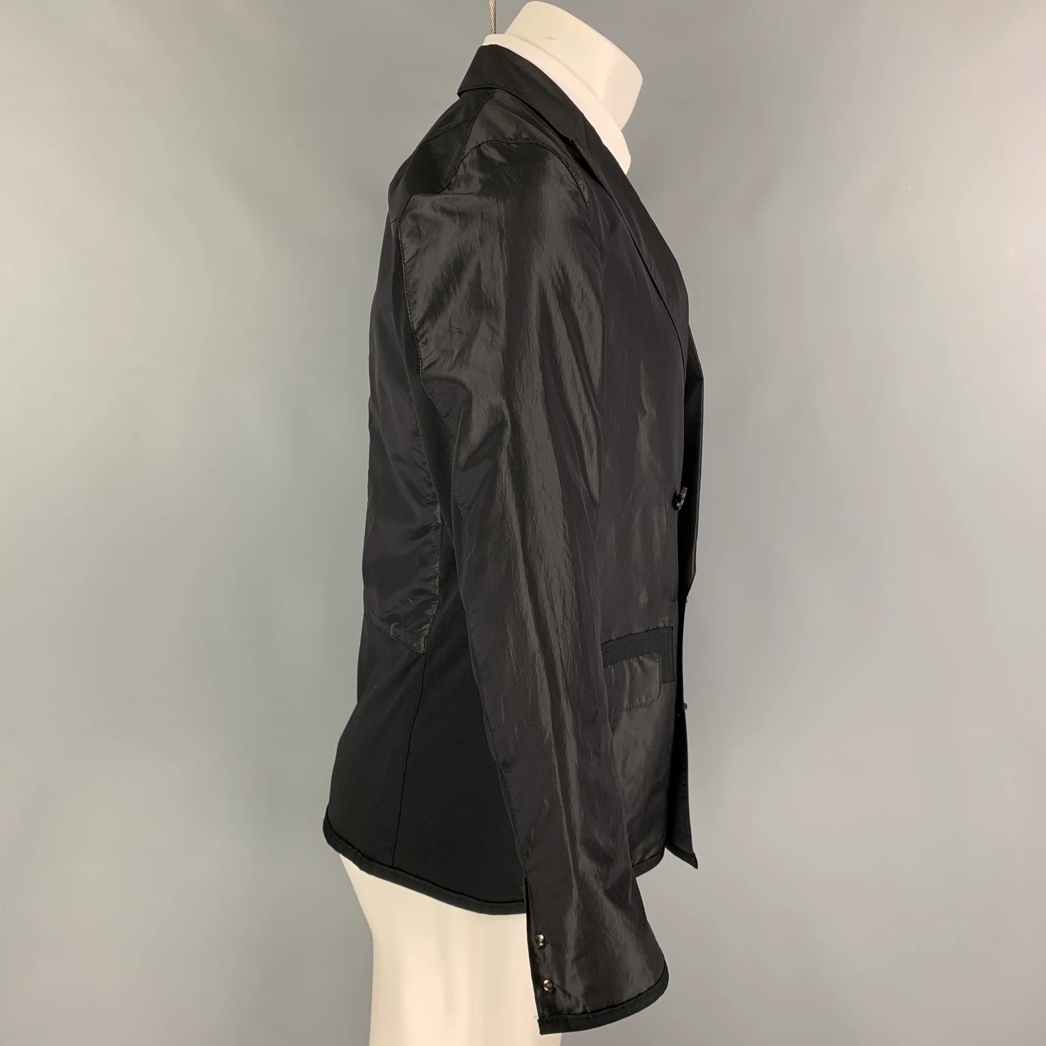 LANVIN en BLEU Size 38 Black Mixed Fabrics Sport Coat - Image 2