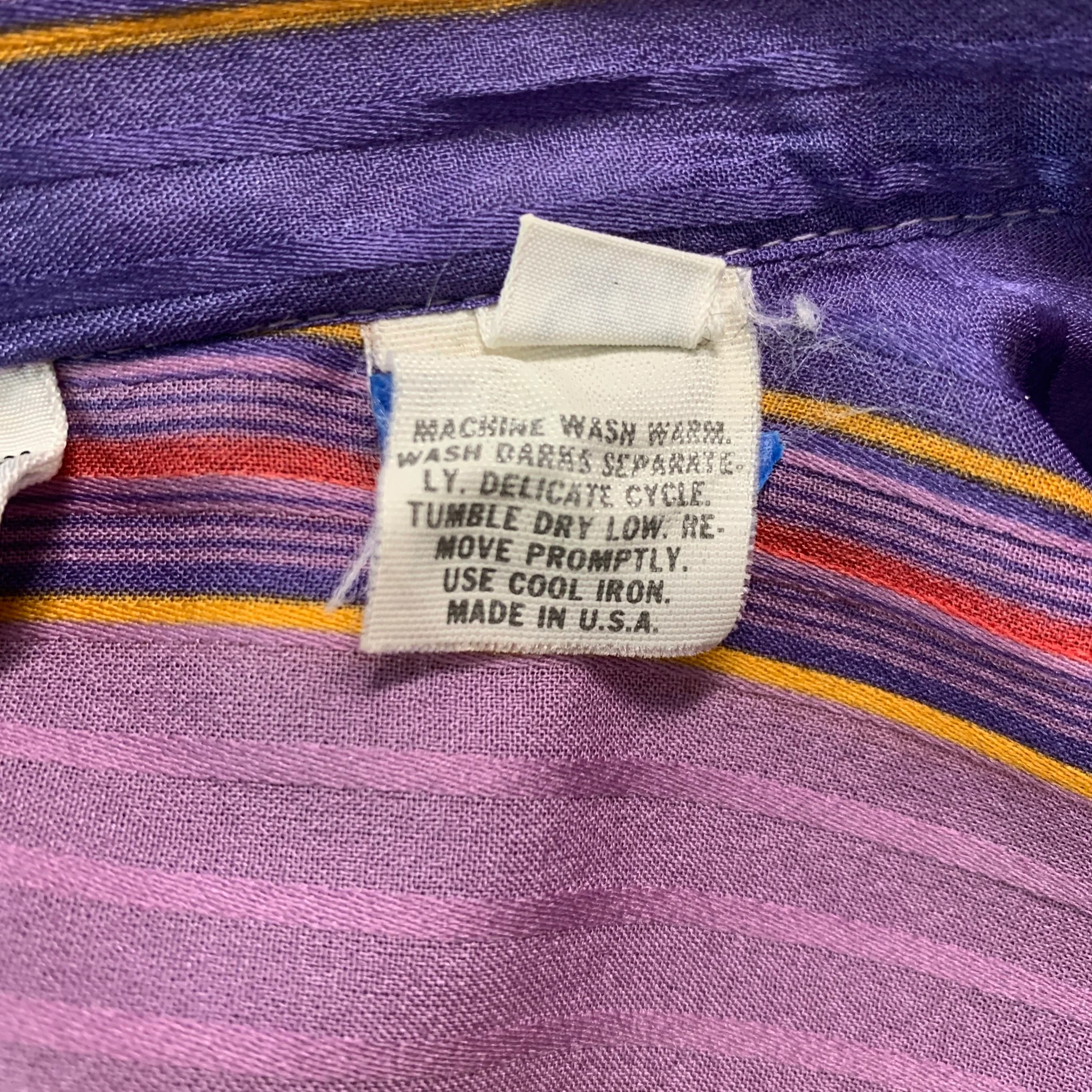 LANVIN Size 10 Purple Orange Stripe Short Sleeve Casual Top - Image 5
