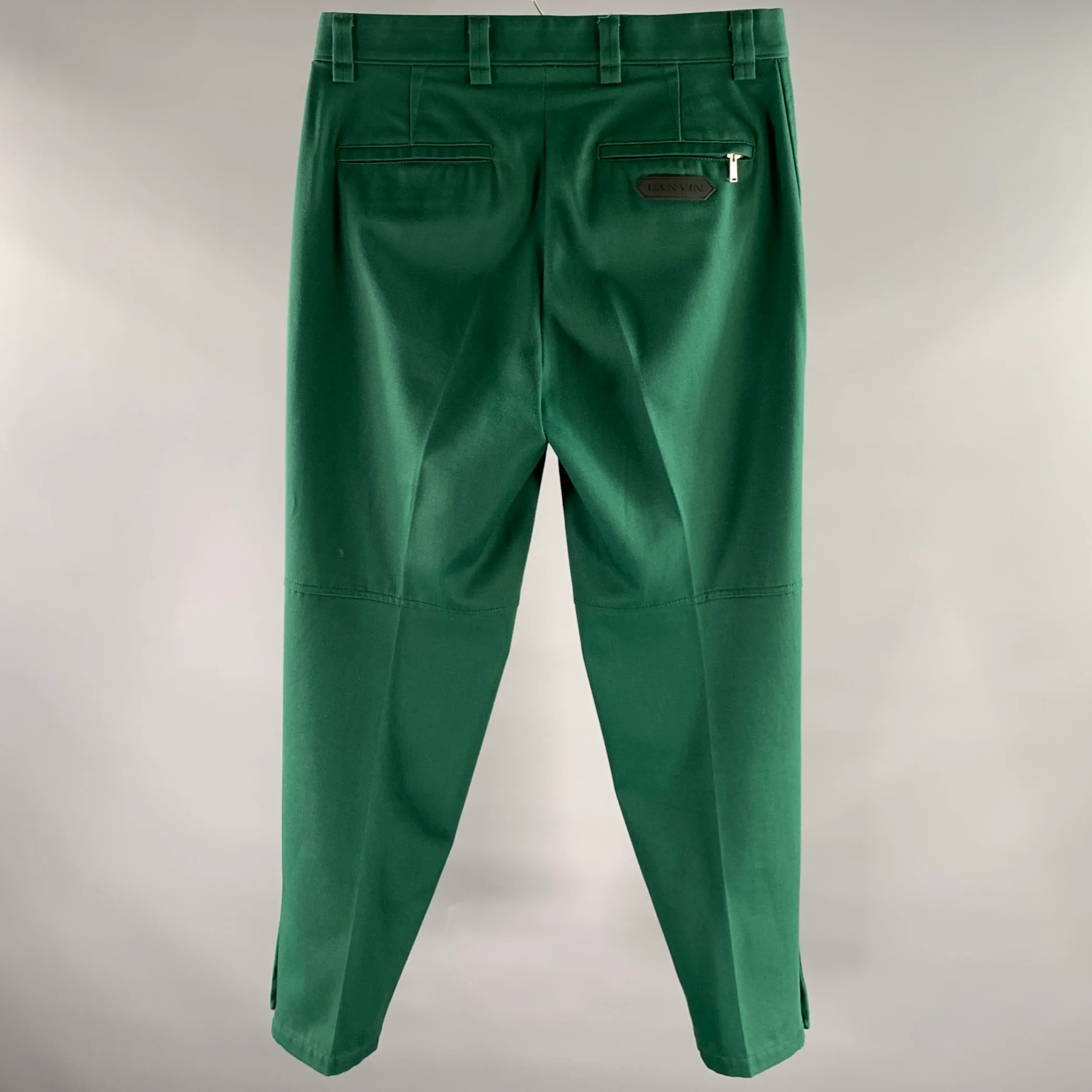 LANVIN Size 30 Green Cotton Blend Zip Fly Casual Pants - Image 3