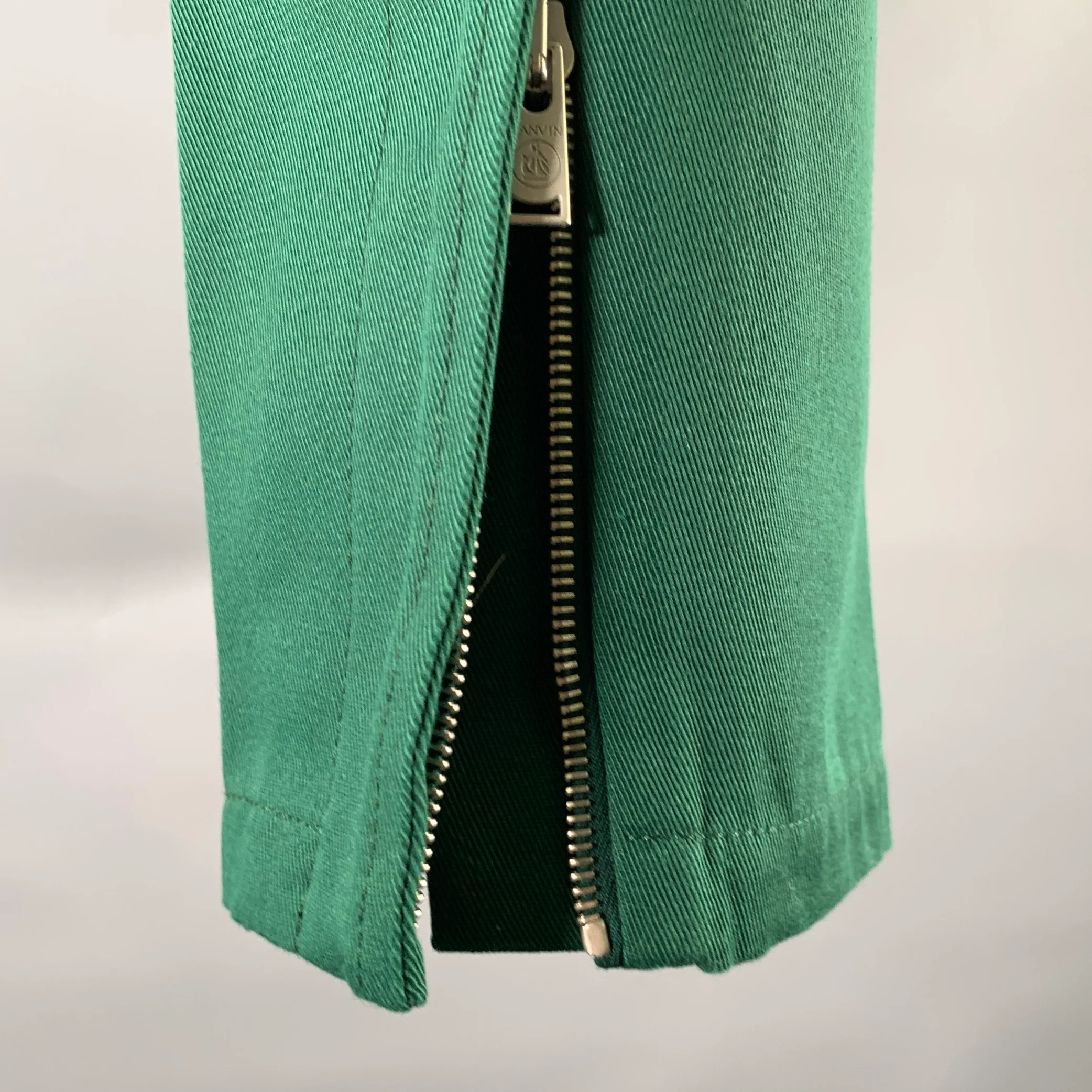 LANVIN Size 30 Green Cotton Blend Zip Fly Casual Pants - Image 4