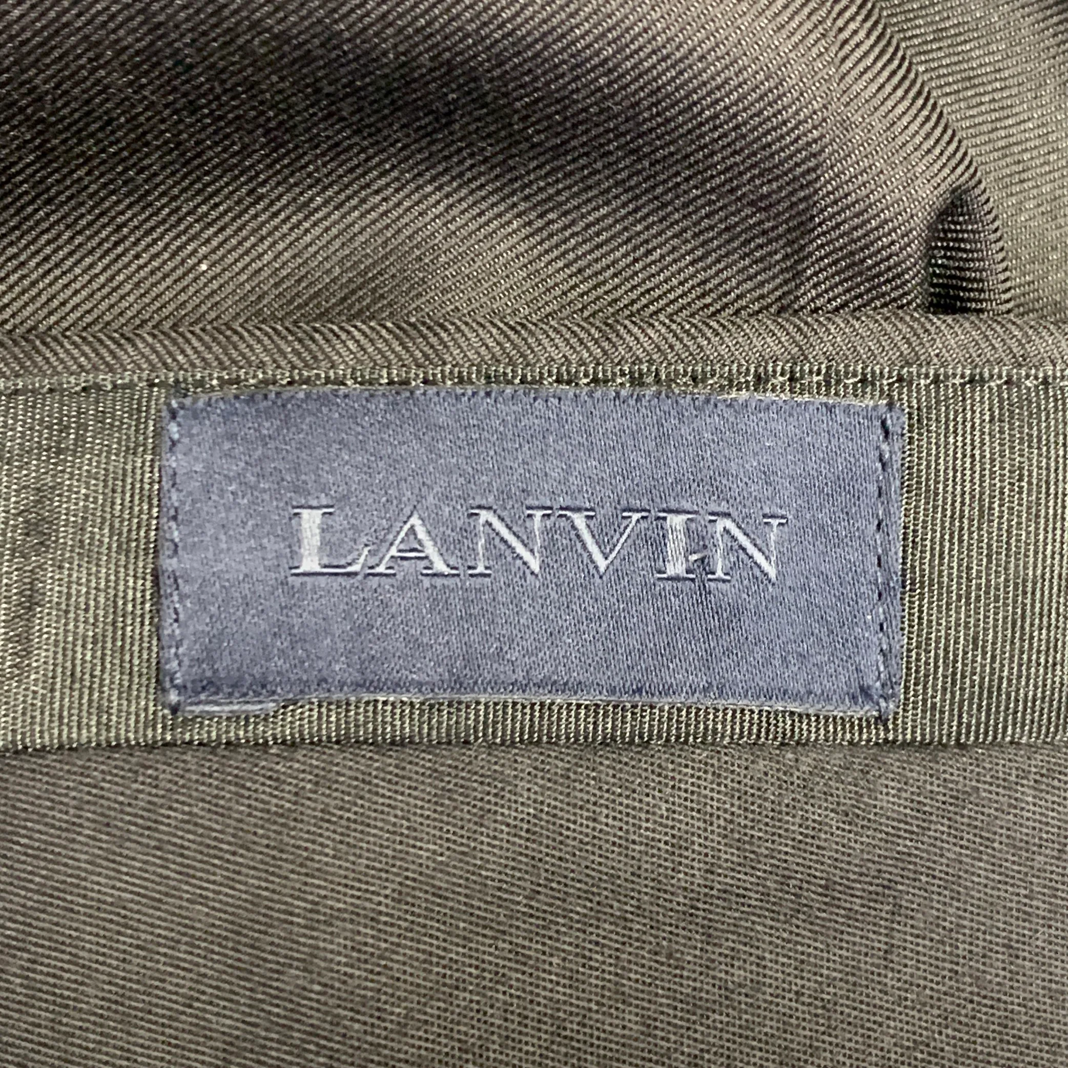 LANVIN Size 32 Black Wool Tuxedo Flat Front Zip Fly Dress Pants - Image 5