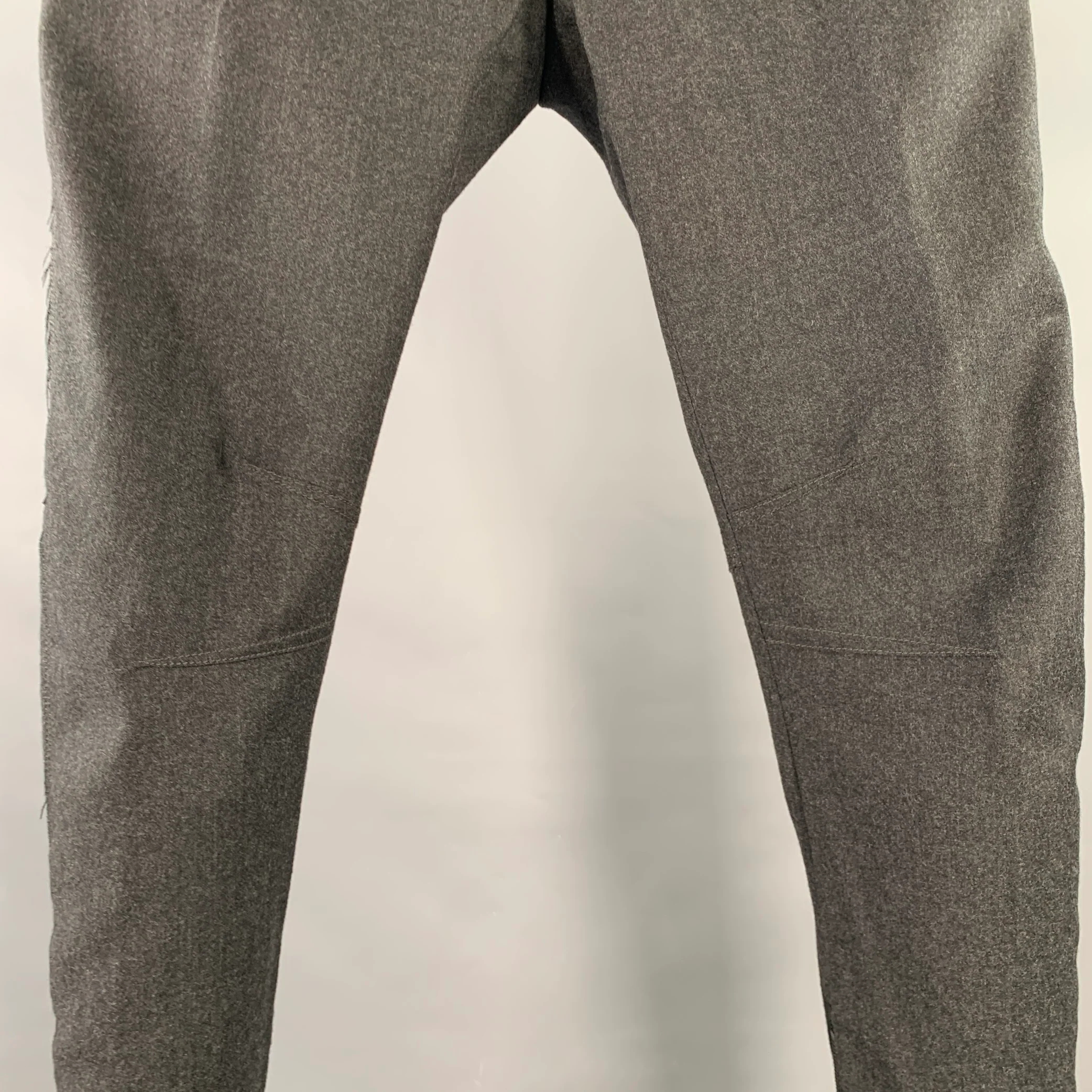 LANVIN Size 32 Charcoal Wool Cashmere Ankle Zip Flat Front Dress Pants - Image 2