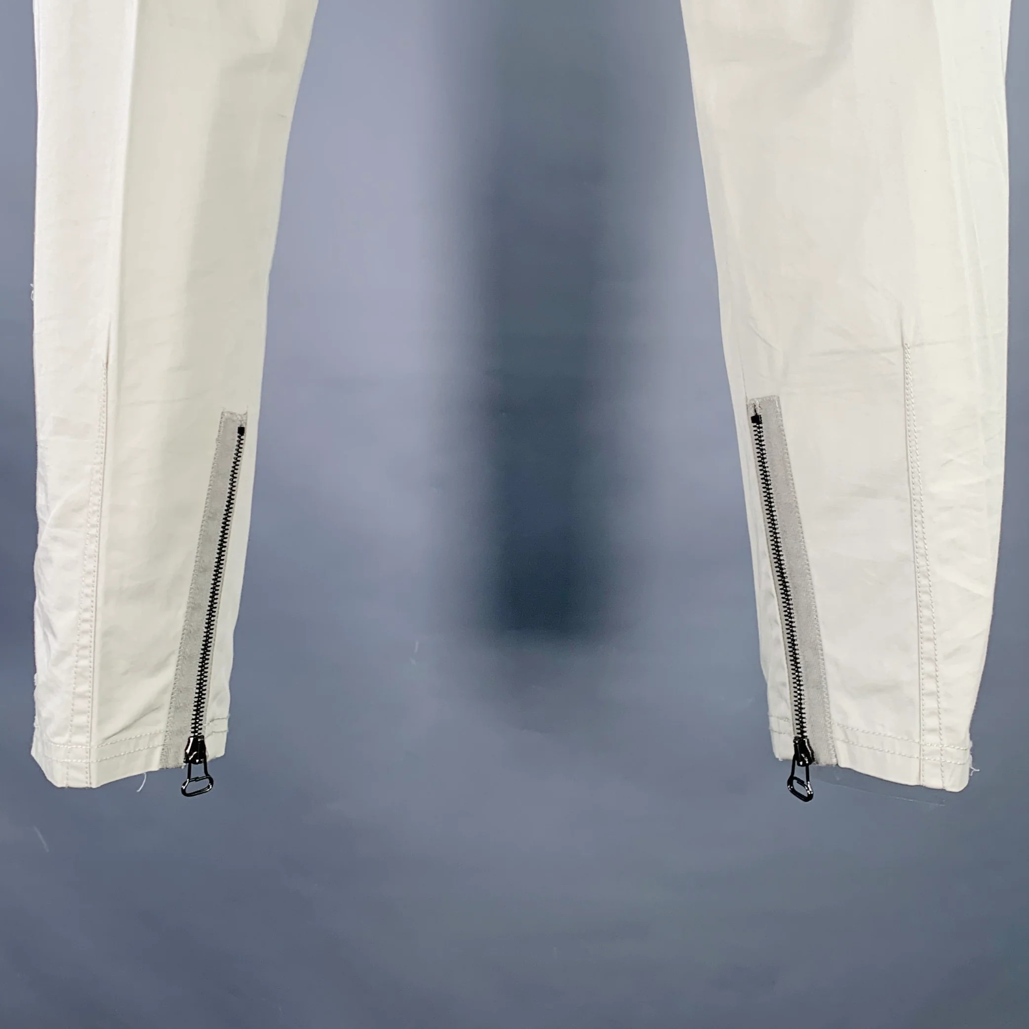 LANVIN Size 32 Ivory Cotton Ankle Zip Flat Front Dress Pants - Image 4