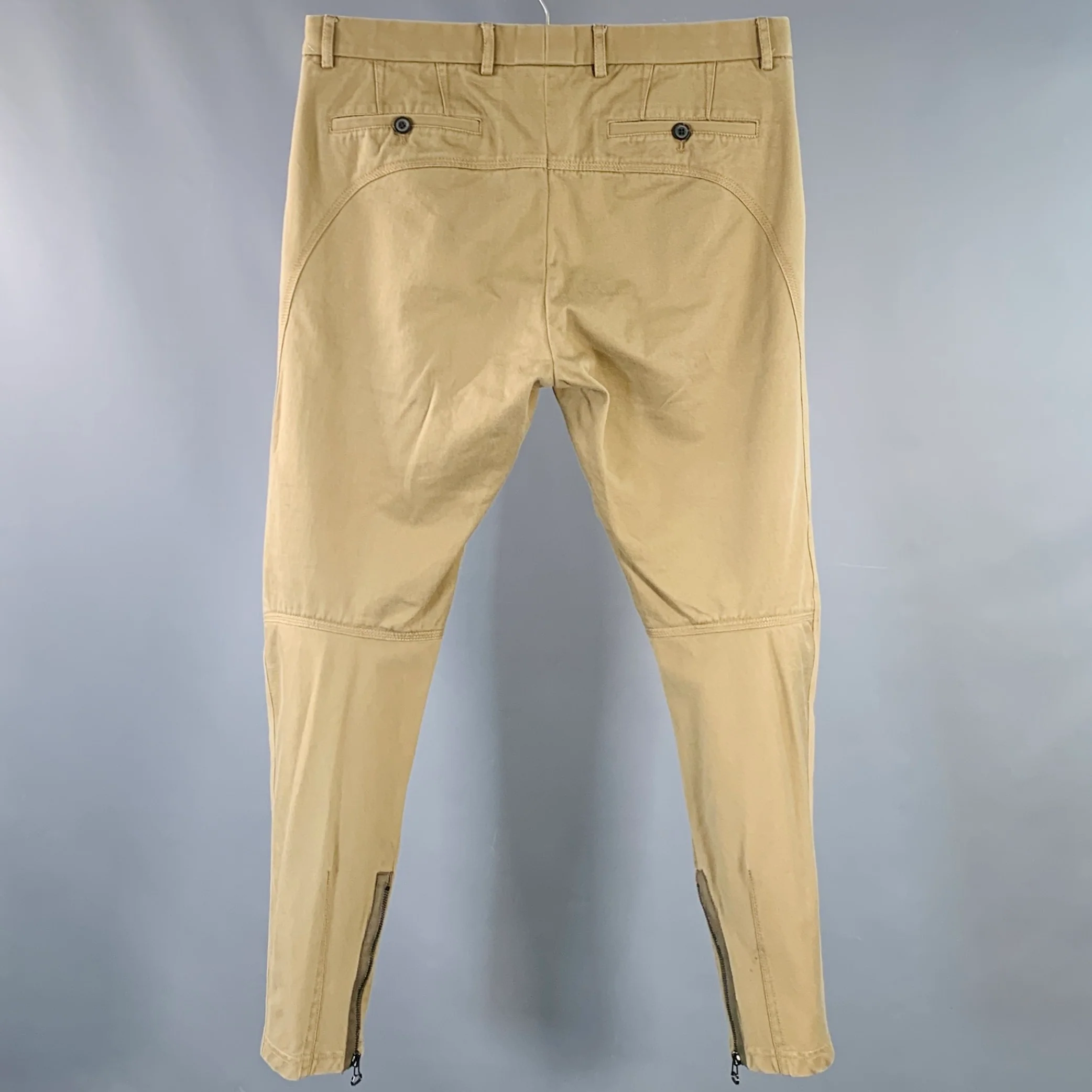 LANVIN Size 32 Tan Twill Cotton Tapered Ankle Zips Casual Pants - Image 2