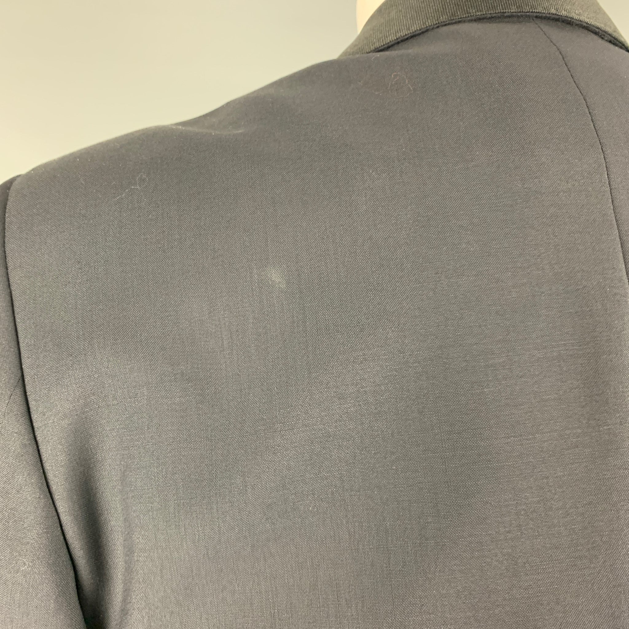 LANVIN Size 34 Navy Solid Wool Mohair Shawl Collar Tuxedo - Image 10