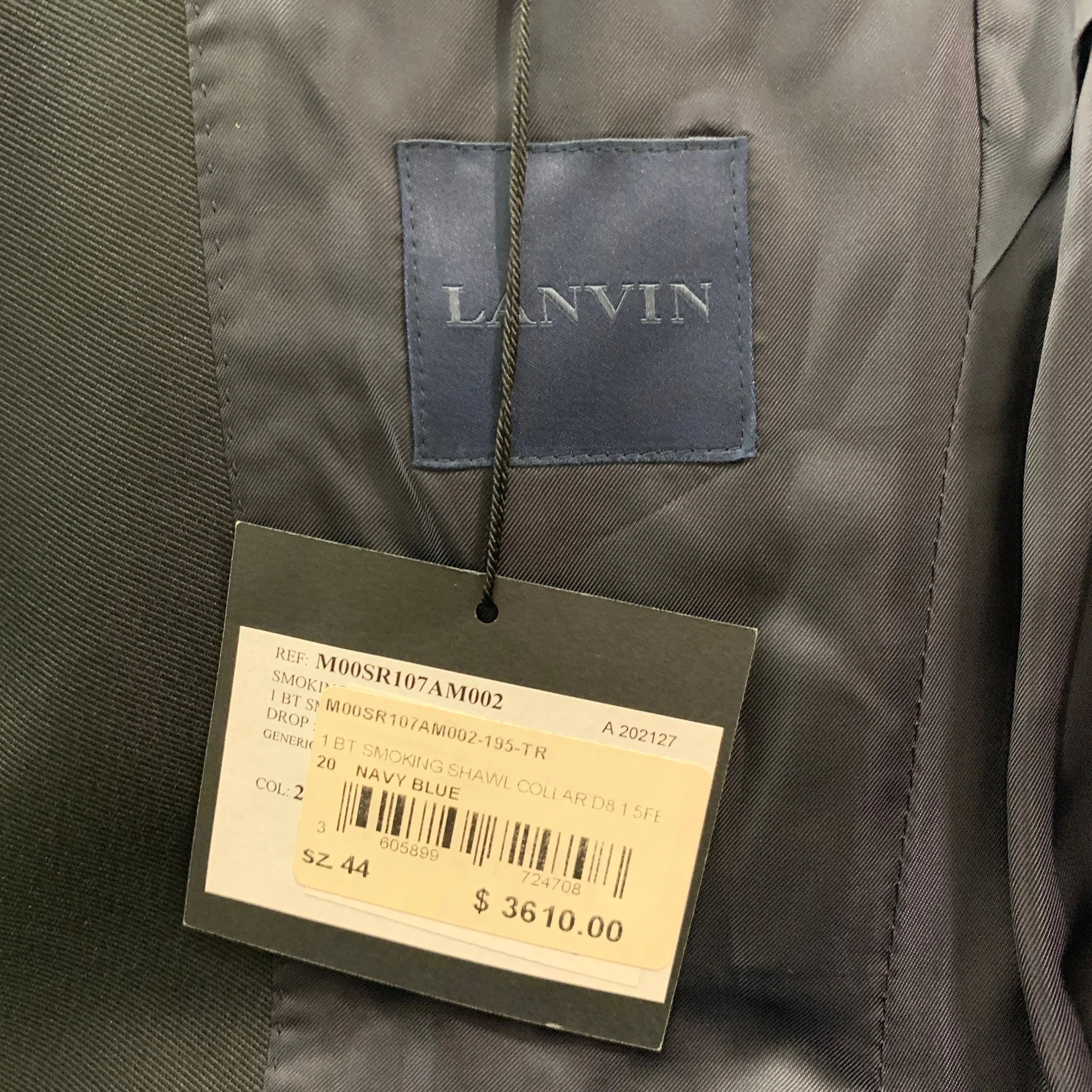 LANVIN Size 34 Navy Solid Wool Mohair Shawl Collar Tuxedo - Image 11