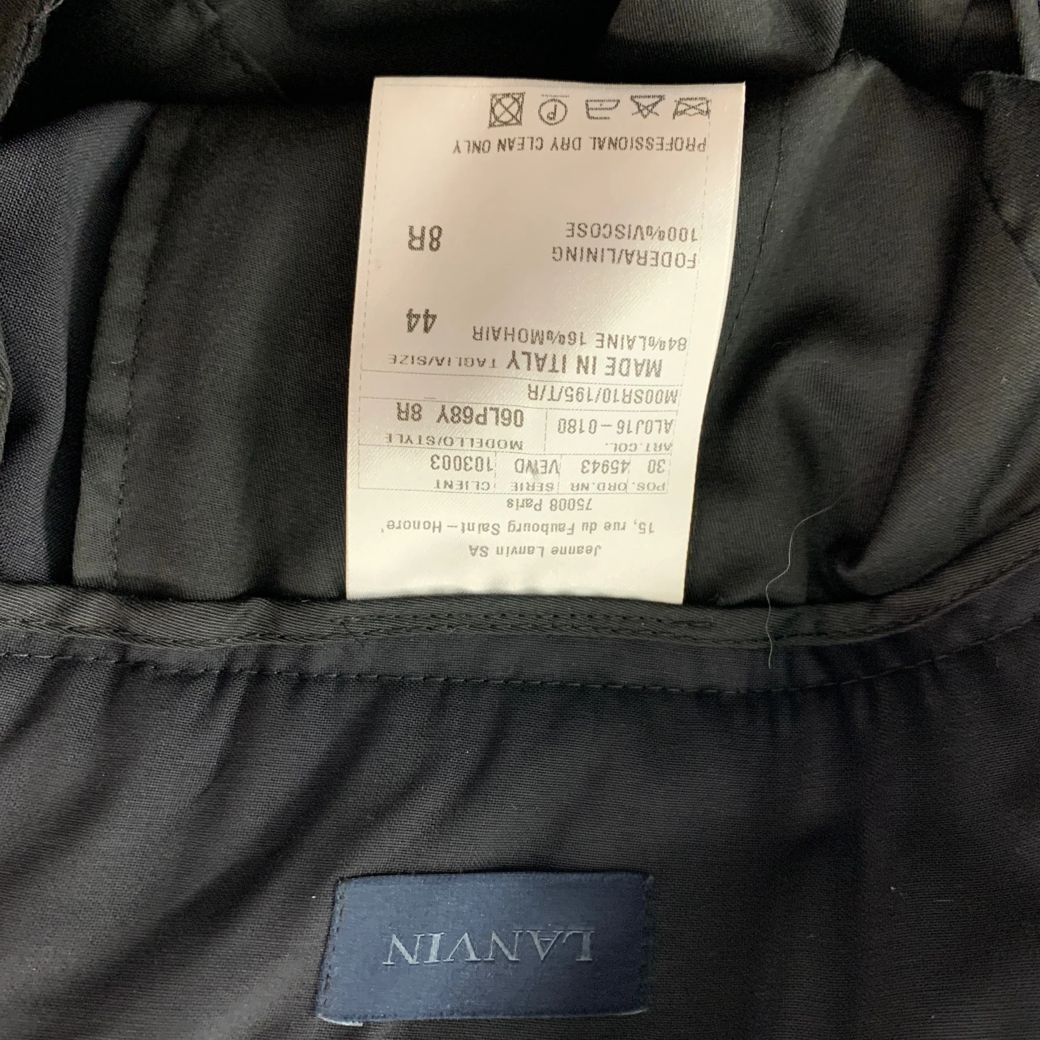 LANVIN Size 34 Navy Solid Wool Mohair Shawl Collar Tuxedo - Image 14