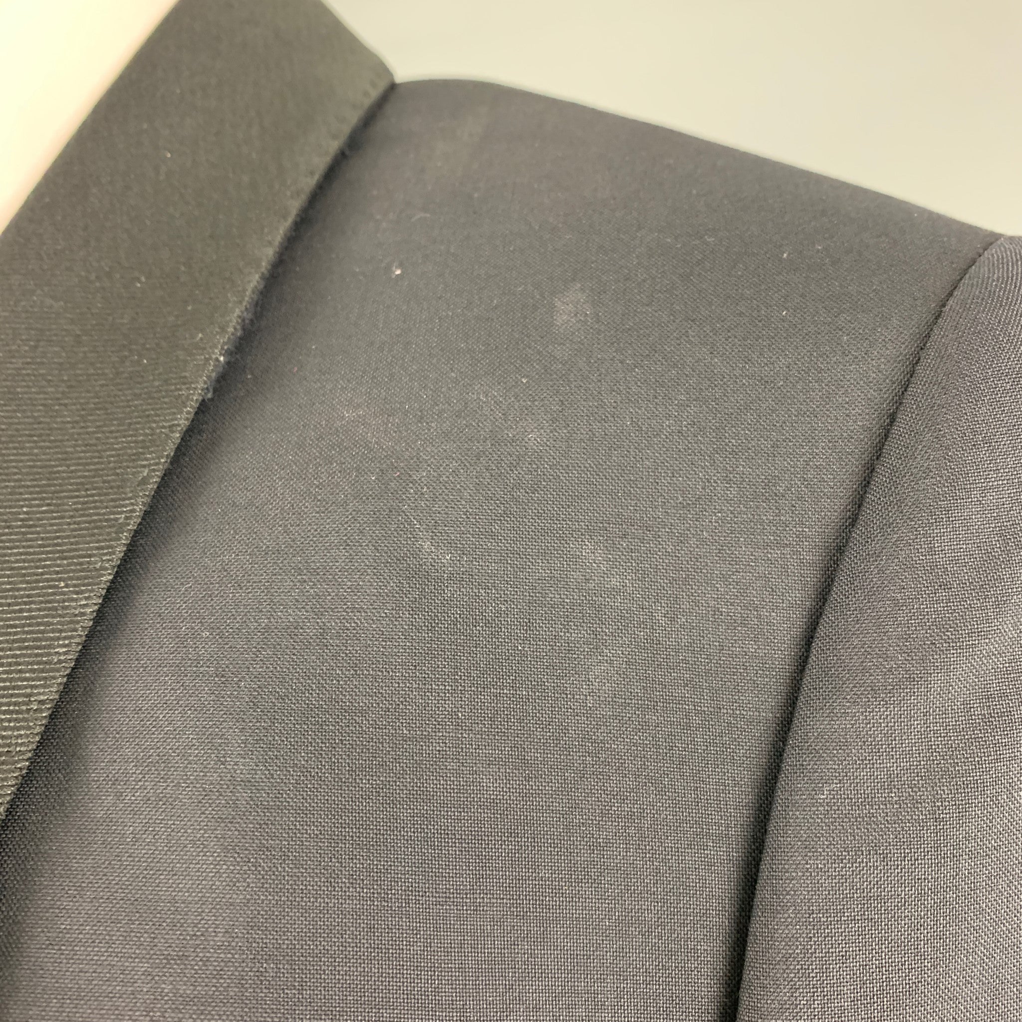 LANVIN Size 34 Navy Solid Wool Mohair Shawl Collar Tuxedo - Image 8