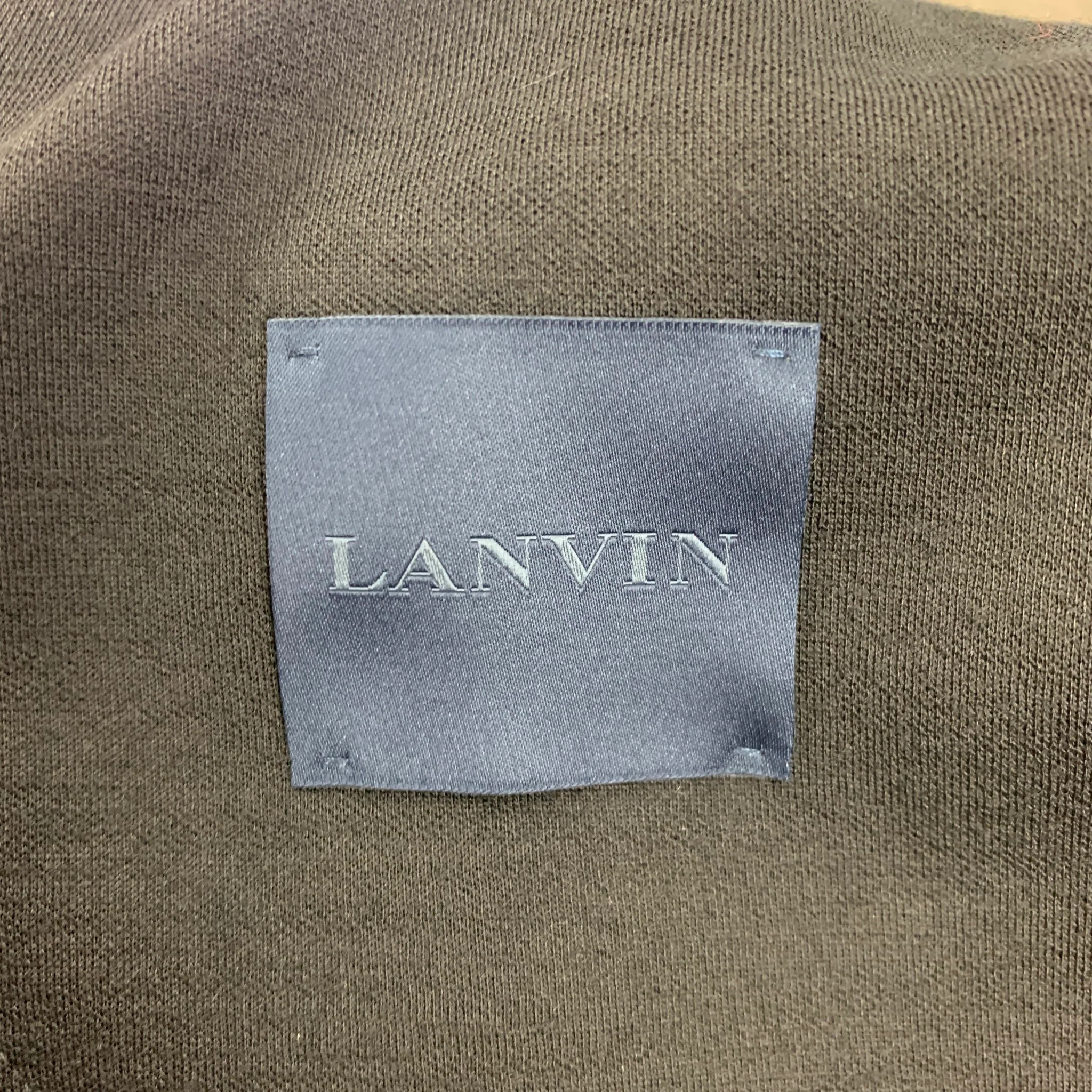 LANVIN Size 36 Black Cotton Wool Notch Lapel Sport Coat - Image 7