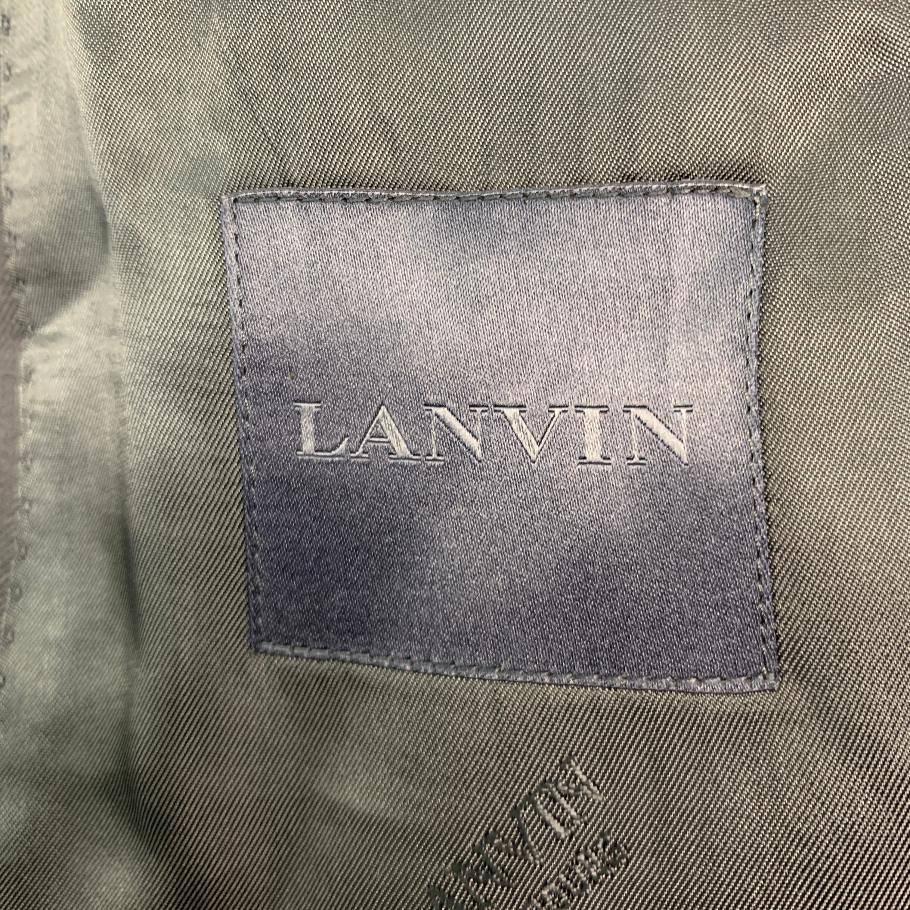LANVIN Size 36 Navy Black Wool Silk Notch Lapel Sport Coat - Image 6