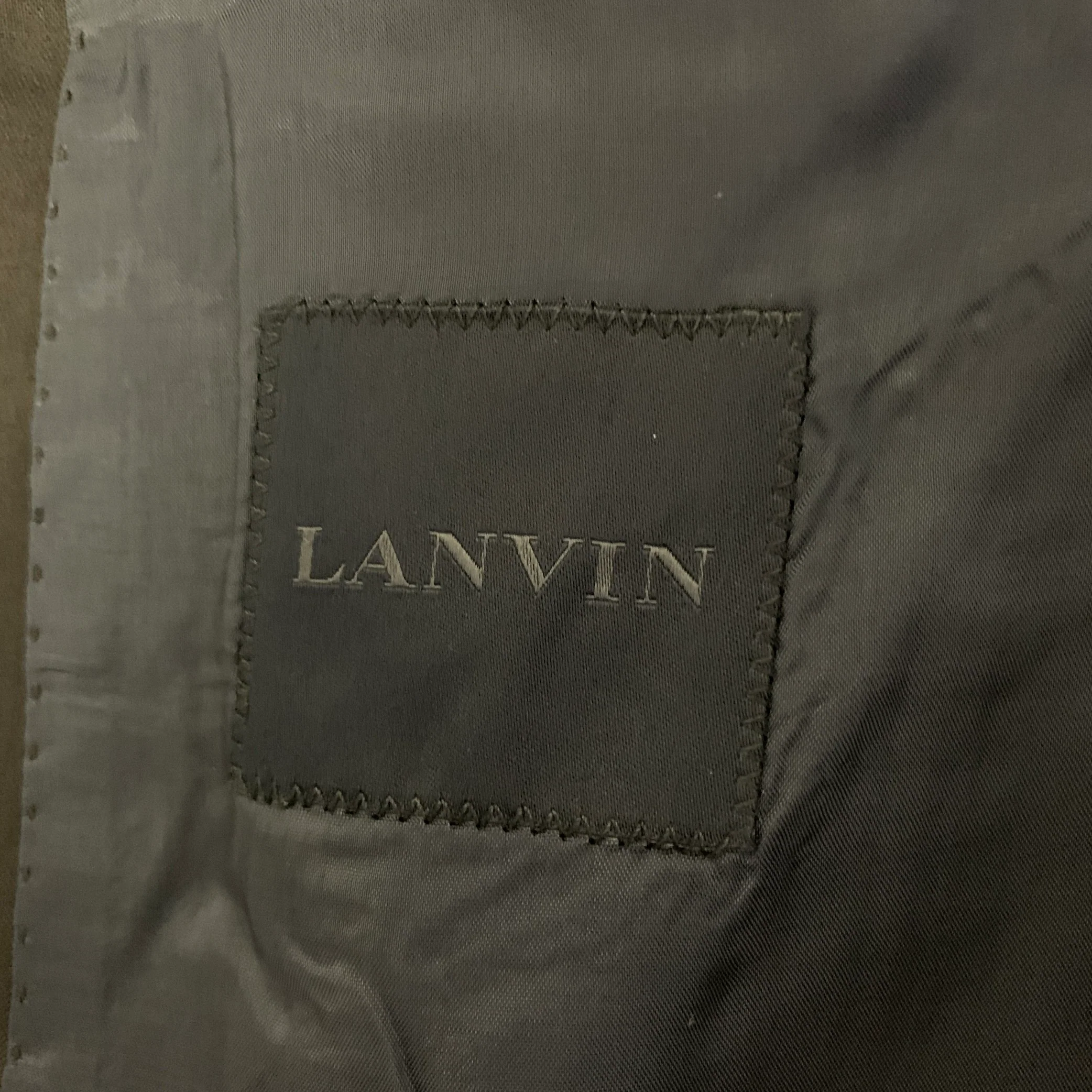LANVIN Size 38 Navy Wool Notch Lapel Sport Coat - Image 5