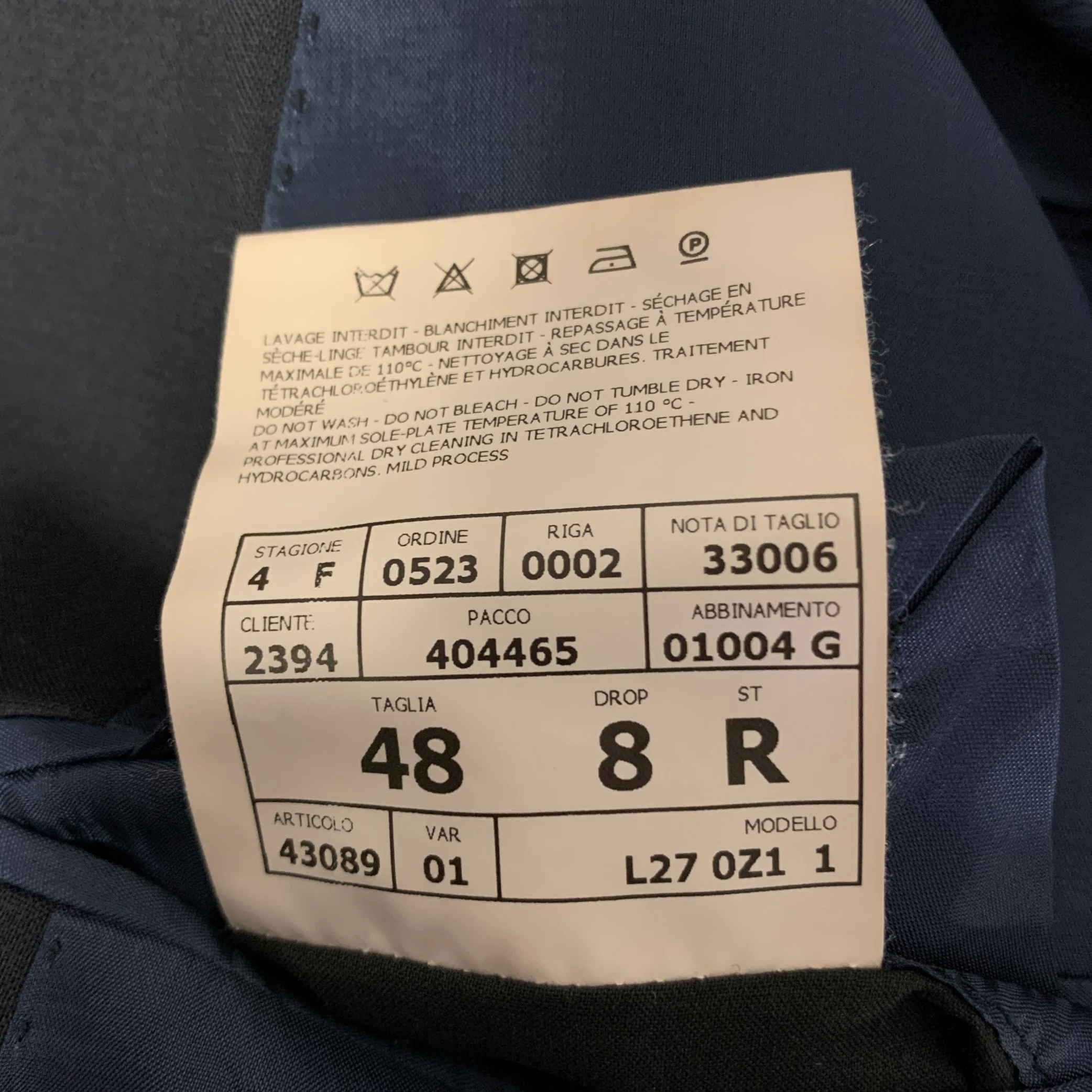 LANVIN Size 38 Navy Wool Notch Lapel Sport Coat - Image 7