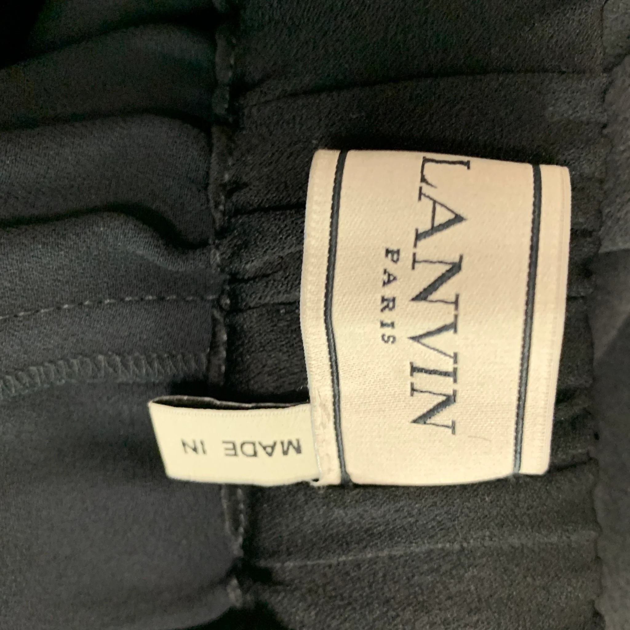 LANVIN Size 4 Black Viscose Acetate Drawstring Casual Pants - Image 3