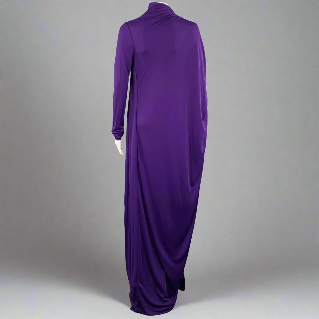 LANVIN Size 4 Purple Viscose Blend Long Sleeve Cocktail Dress - Image 4