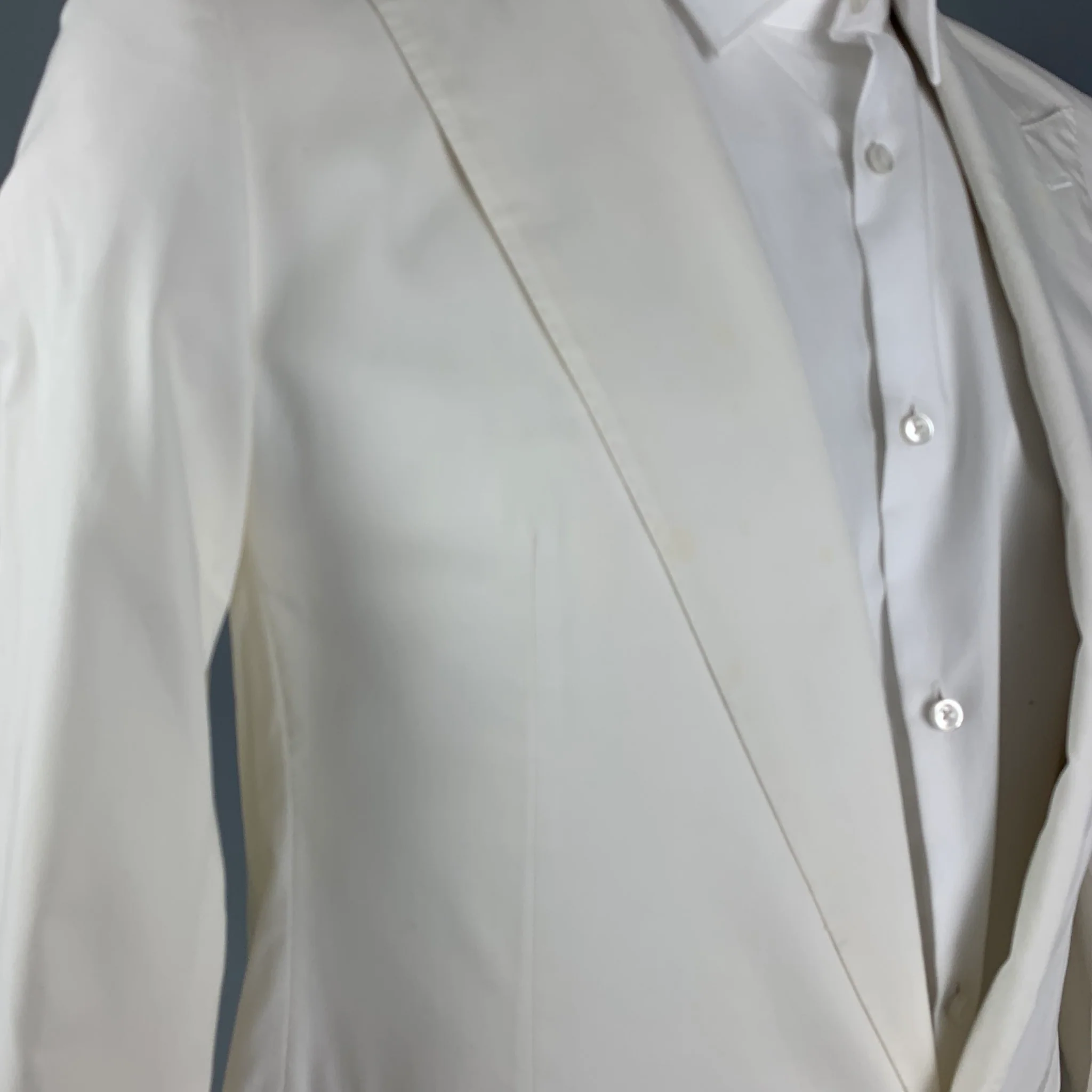 LANVIN Size 40 Regular White Cotton Peak Lapel Sport Coat - Image 5