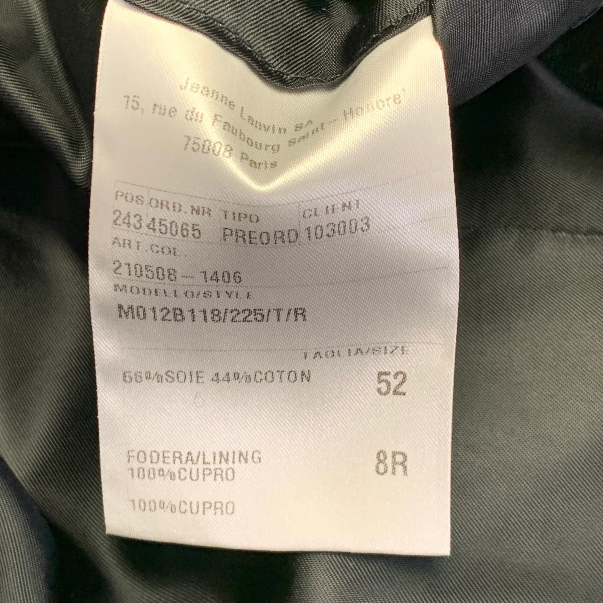 LANVIN Size 42 Black Silk Cotton Notch Lapel Sport Coat - Image 7