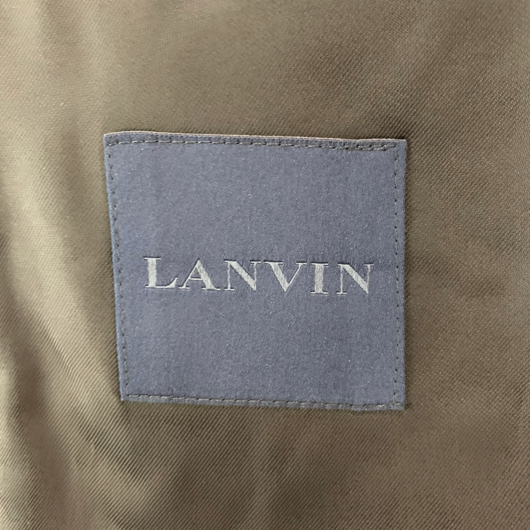 LANVIN Size 42 Black Solid Wool Mohair Peak Lapel Sport Coat - Image 4