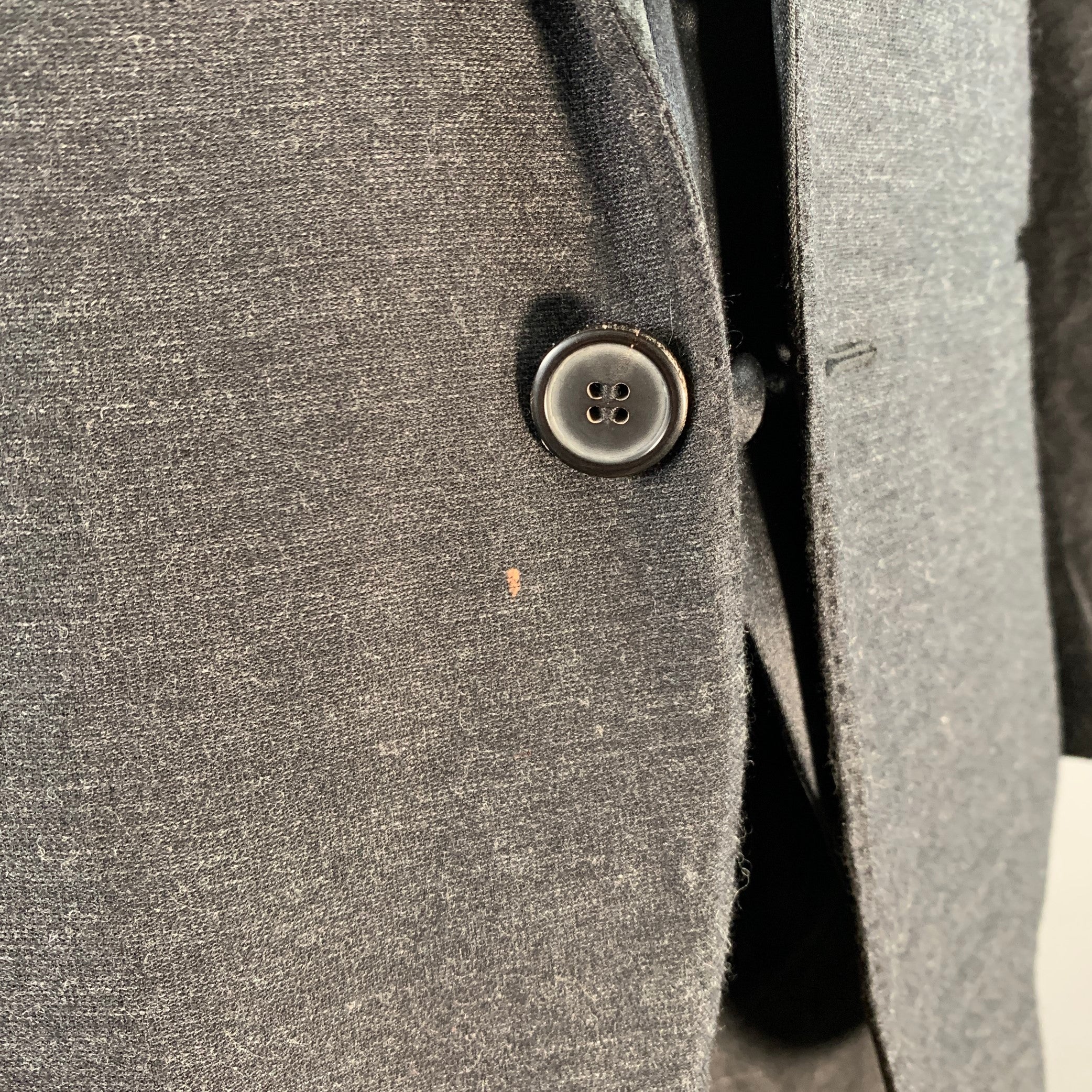 LANVIN Size 44 Regular Black Silk Cashmere Blend Peak Lapel Suit - Image 8