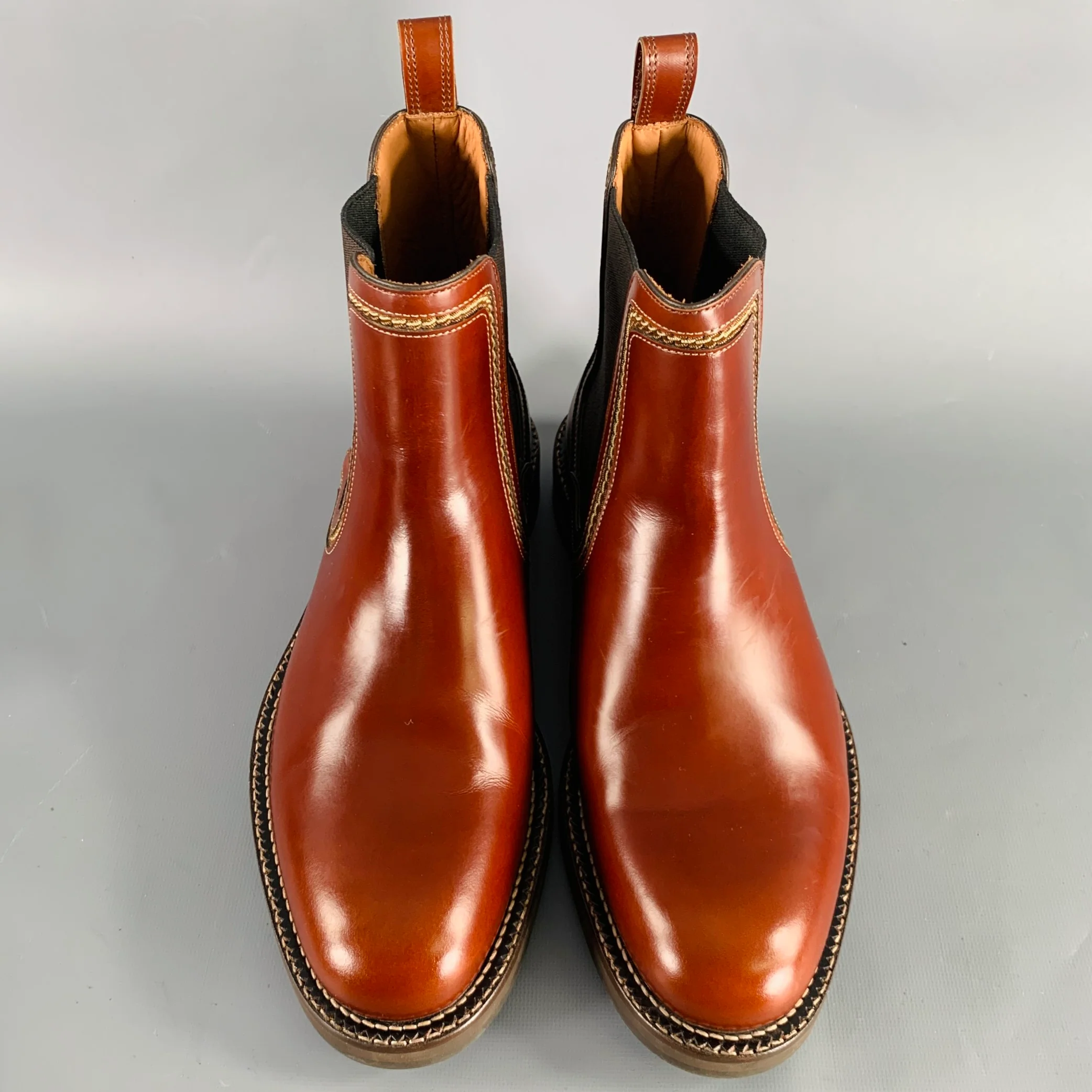 LANVIN Size 9 Cognac Brown Leather Pull On Boots - Image 4