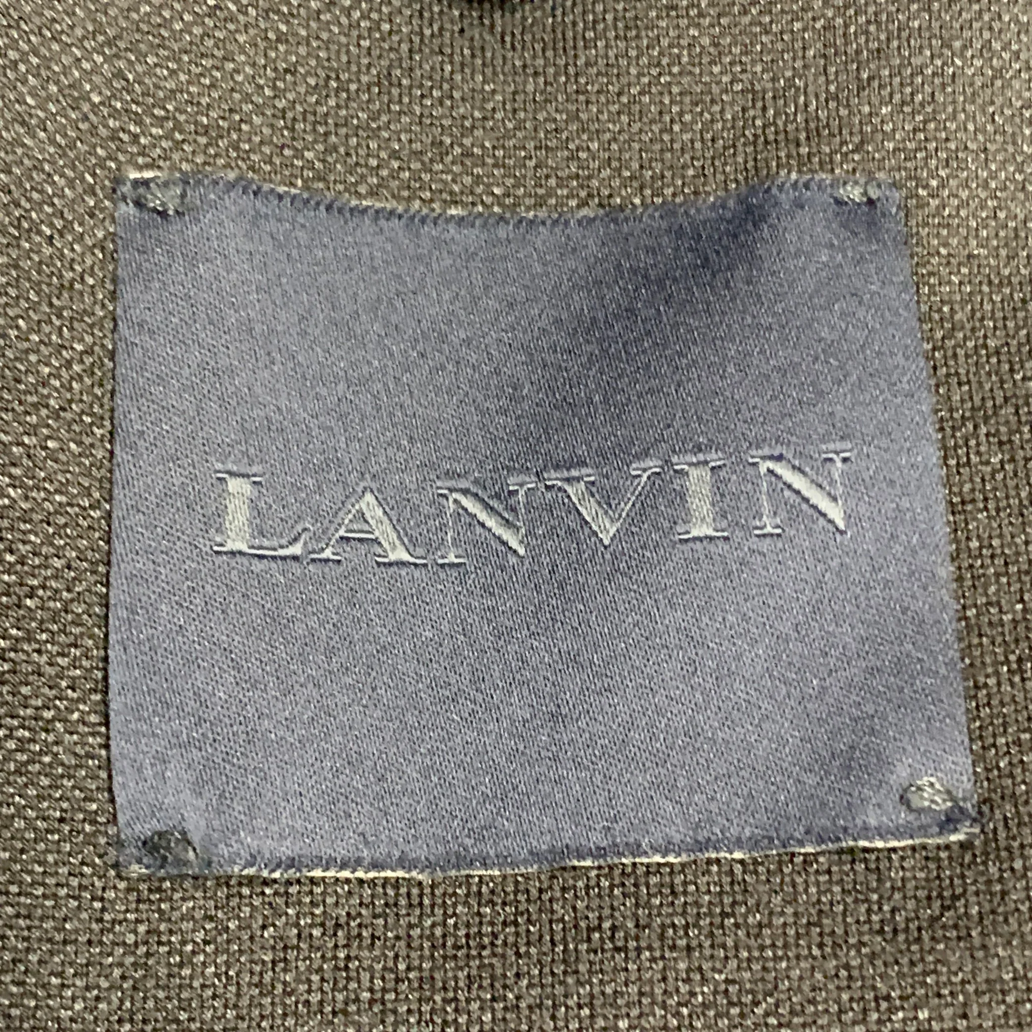 LANVIN Size L Black Silk Cotton Notch Lapel Jacket - Image 5