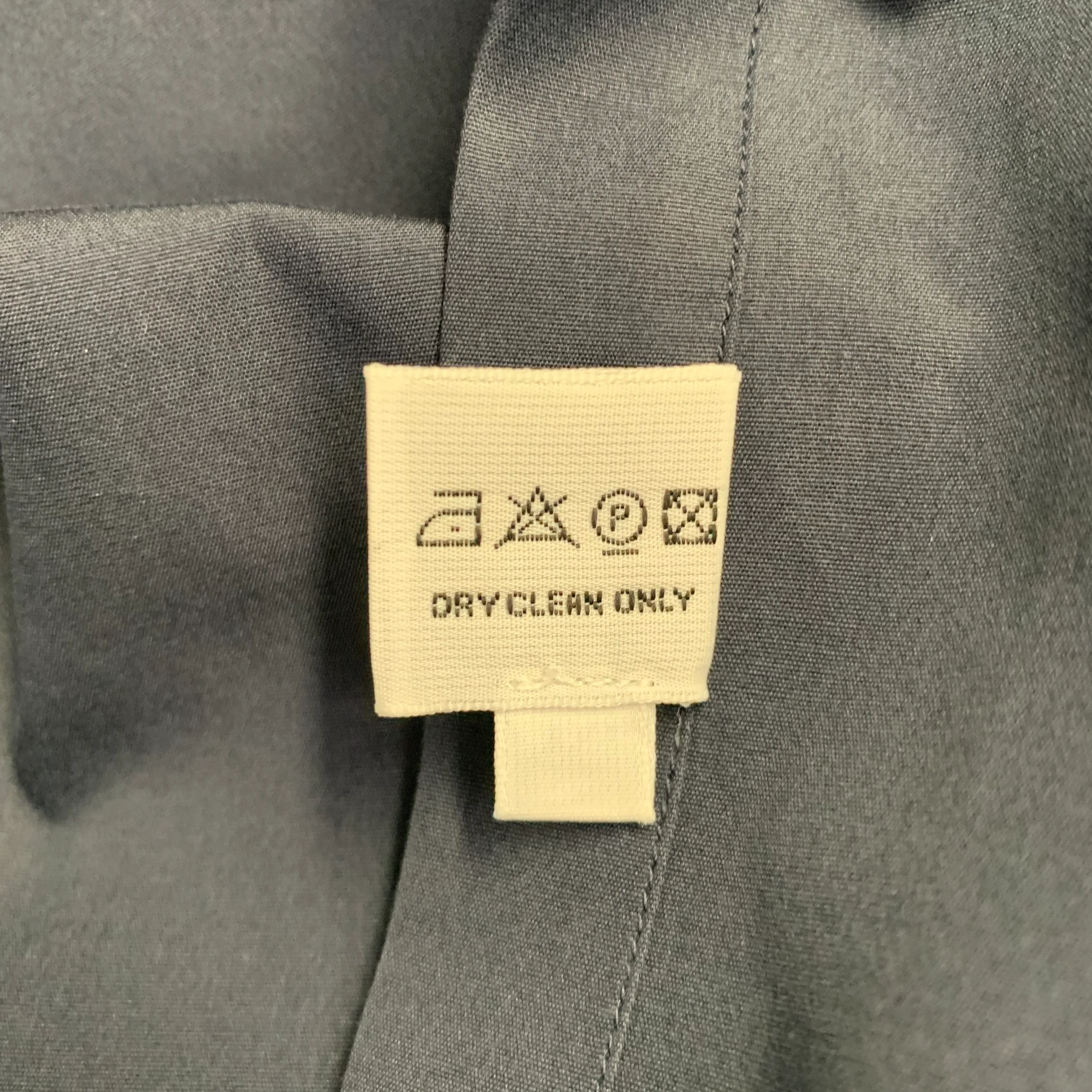 LANVIN Size L Navy Cotton Hidden Placket Long Sleeve Shirt - Image 7