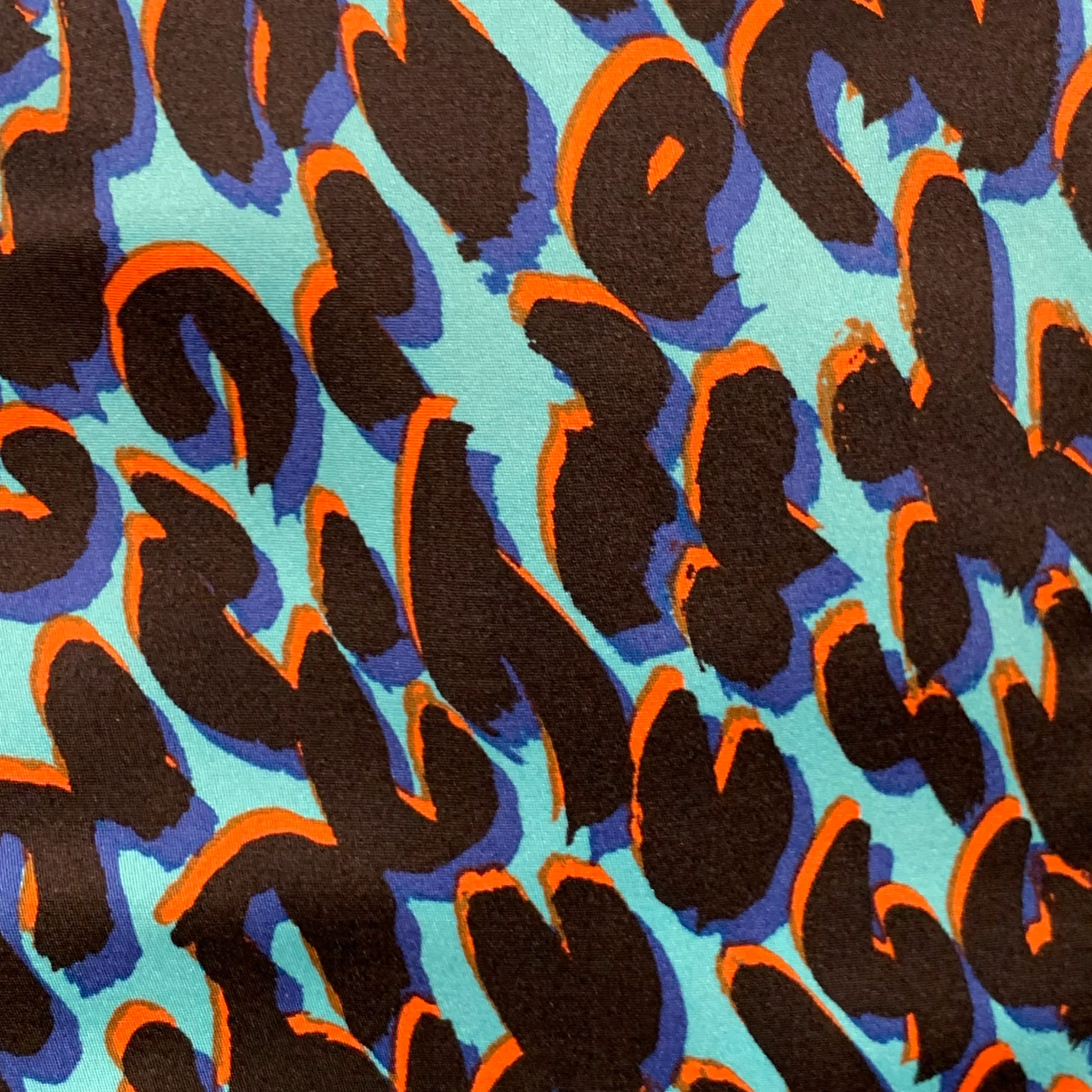 LANVIN Size M Blue Black Orange Silk Animal Print Hook Eye Closure Trenchcoat - Image 2