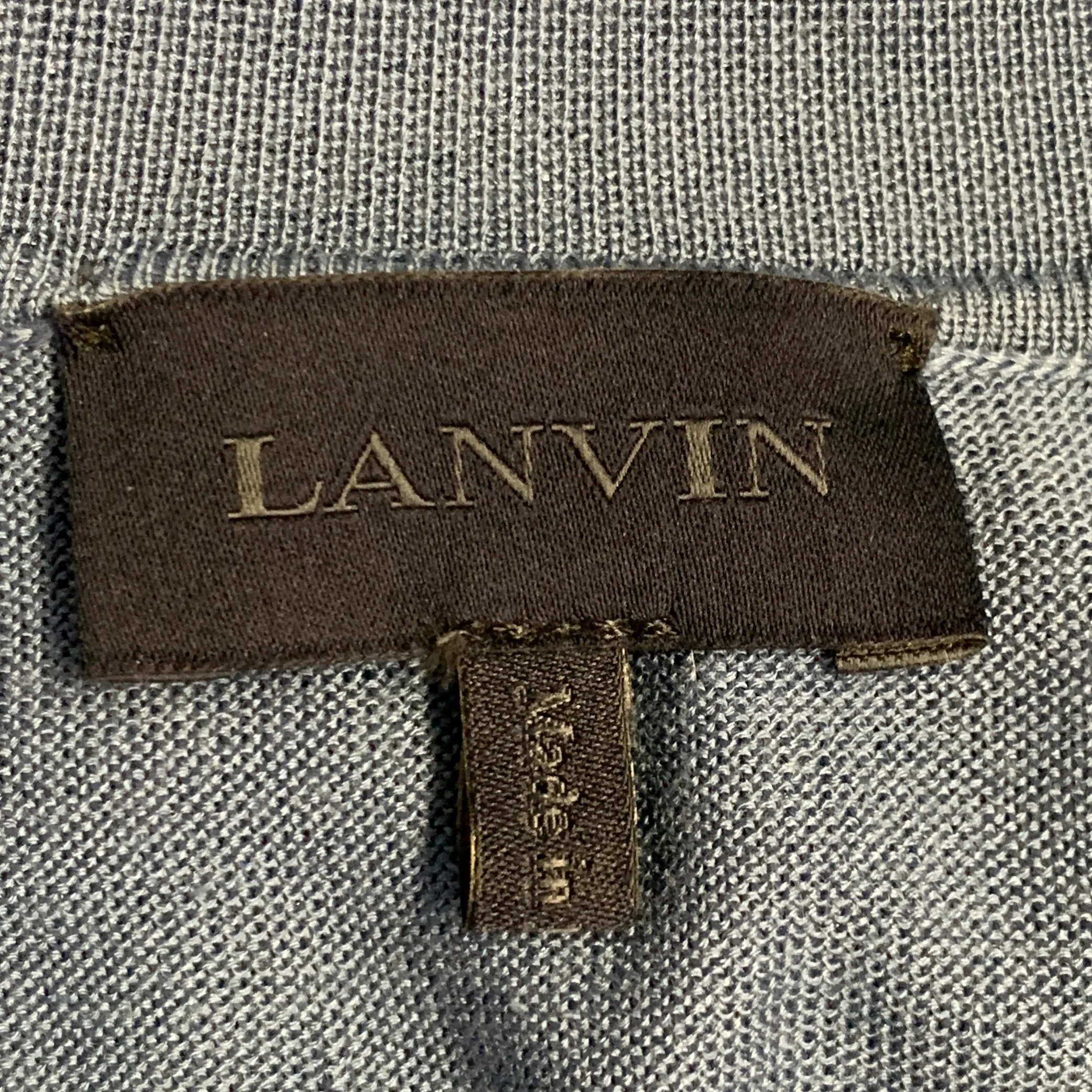 LANVIN Size M Blue Silk Jersey Long Sleeve Polo - Image 6