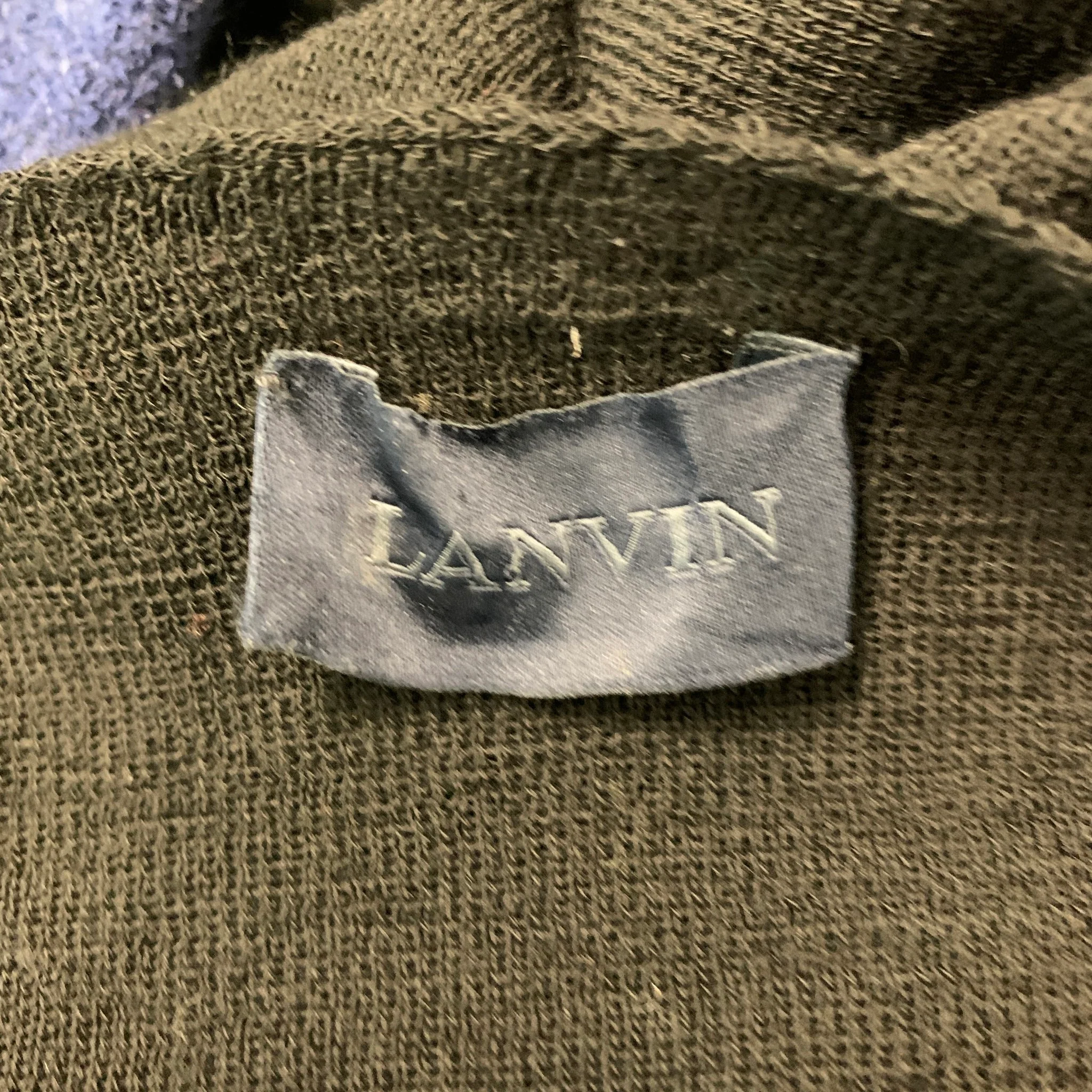 LANVIN Size M Navy Black Color Block Knitted Square Collar Pullover - Image 4