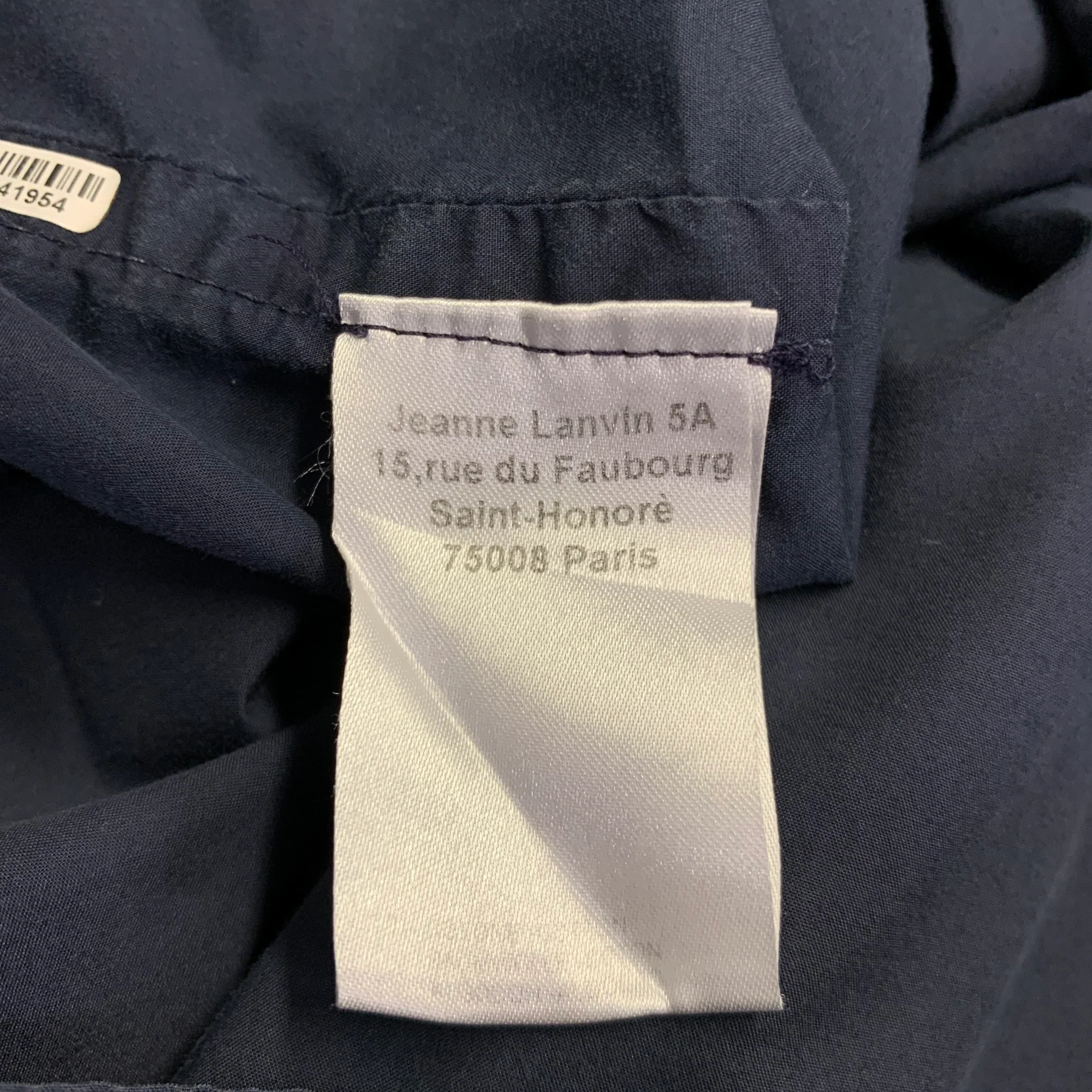 LANVIN Size M Navy Cotton Button Up Long Sleeve Shirt - Image 6