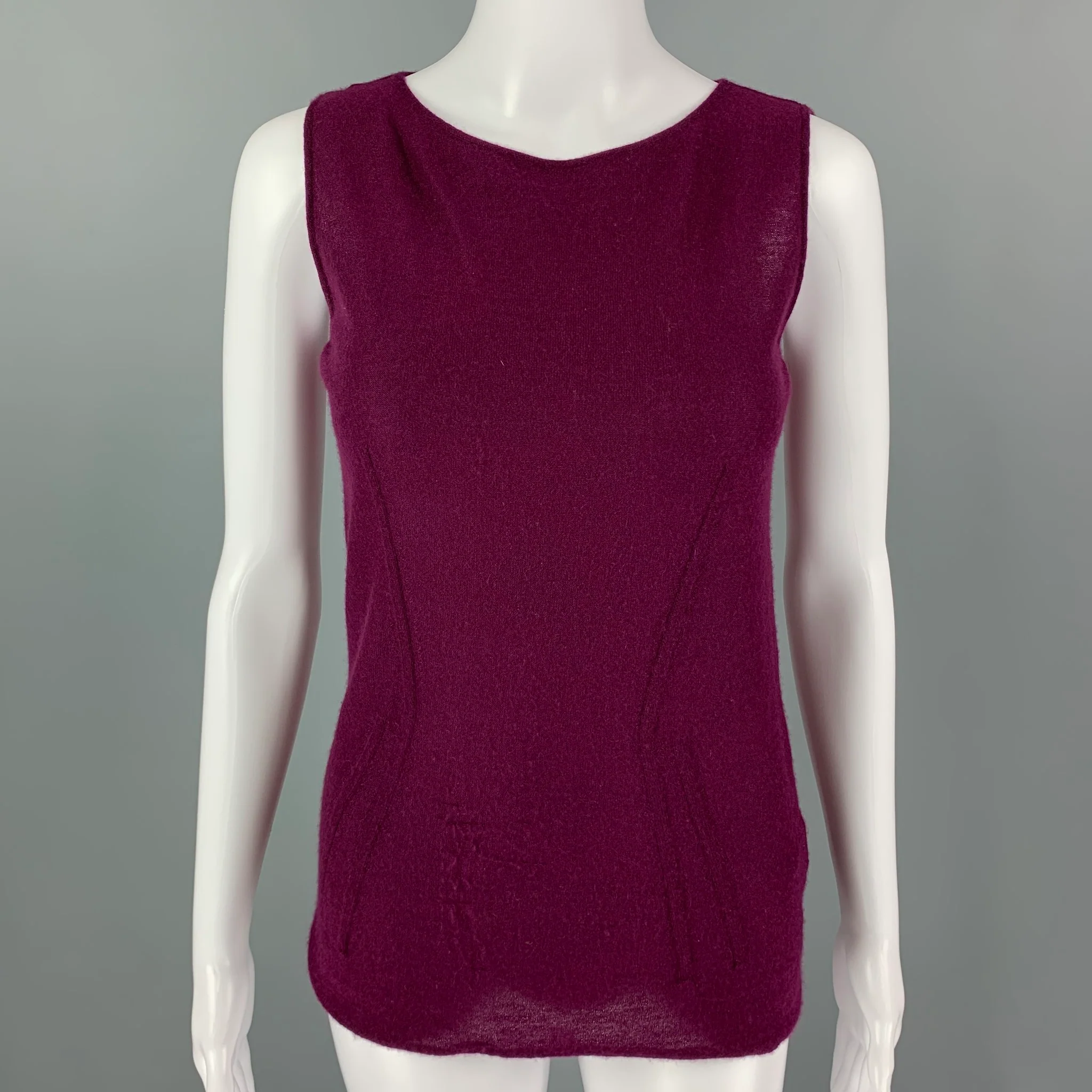 LANVIN Size M Purple Cashmere 3/4 Sleeves Cardigan Set - Image 4