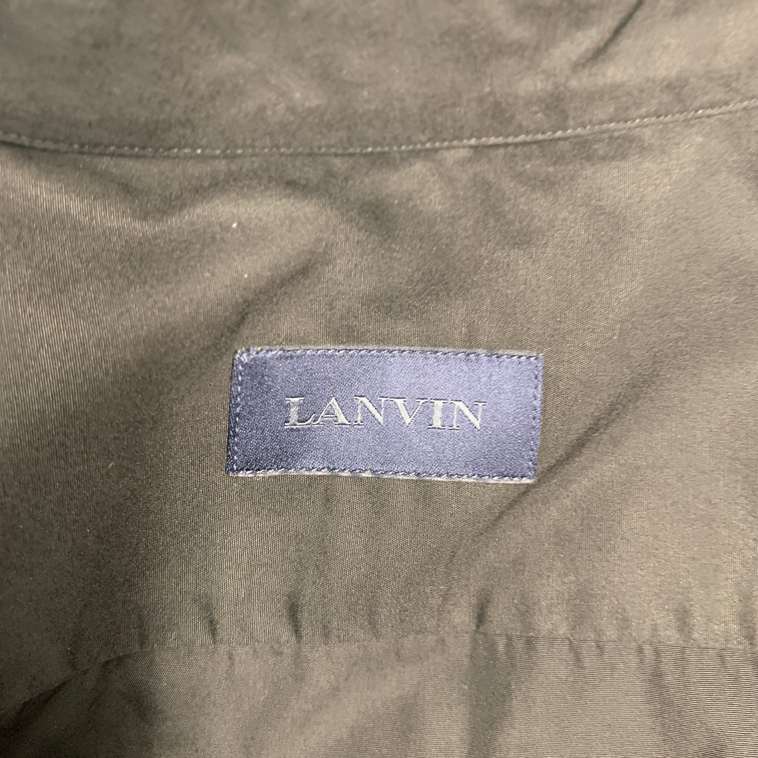LANVIN Size S Black Cotton Button Up Long Sleeve Shirt - Image 5