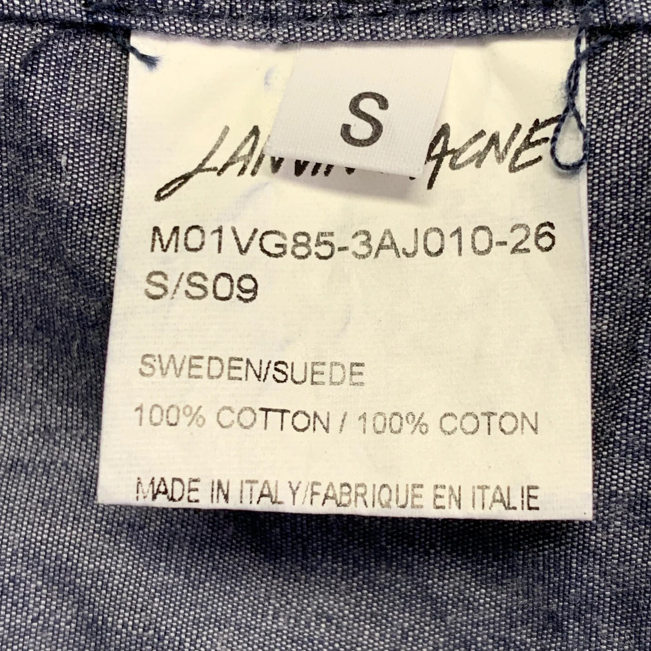 LANVIN x ACNE Size S Blue Cotton Notch Lapel Jacket - Image 8