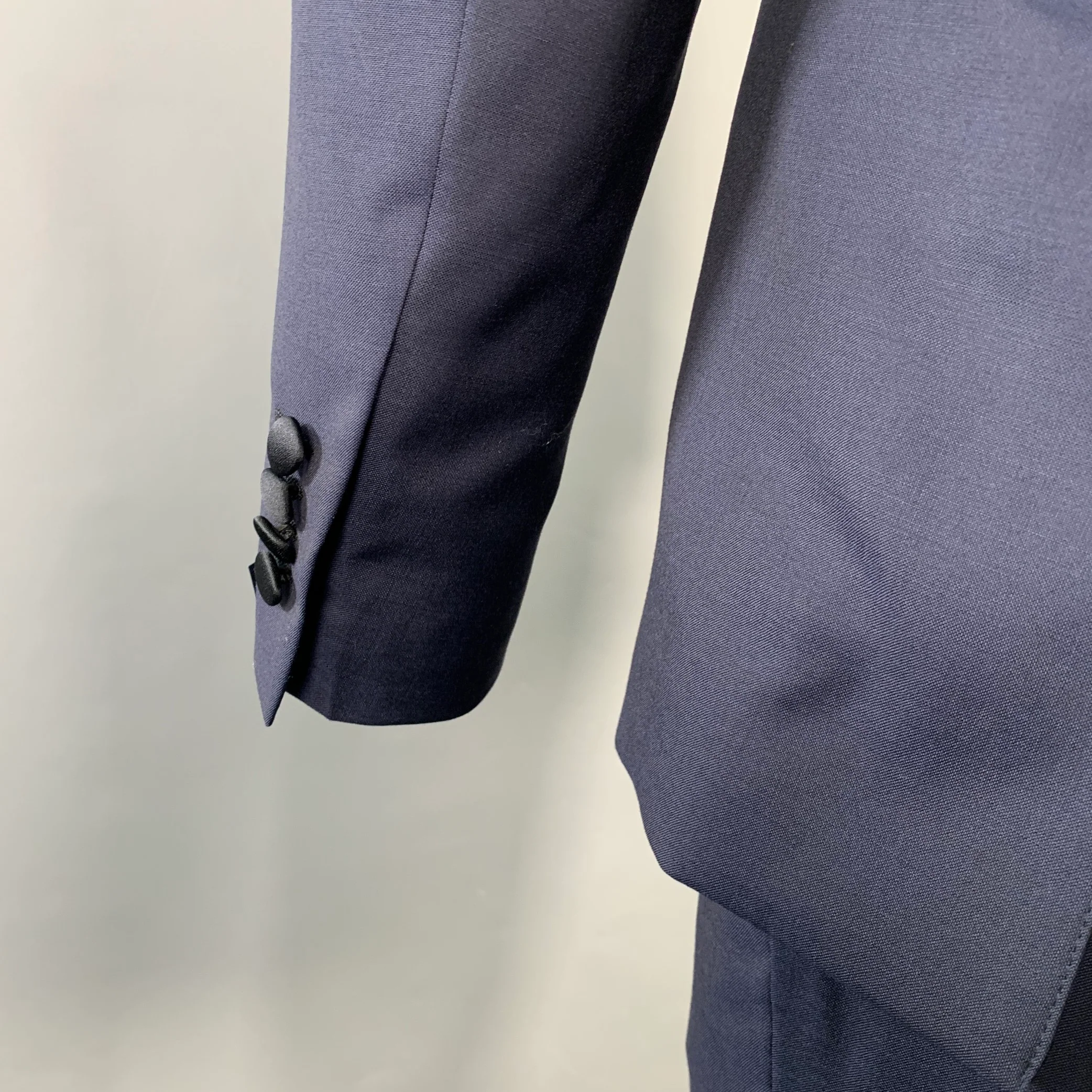 LARDINI Size 38 Navy Black Wool Double Breasted Tuxedo - Image 7